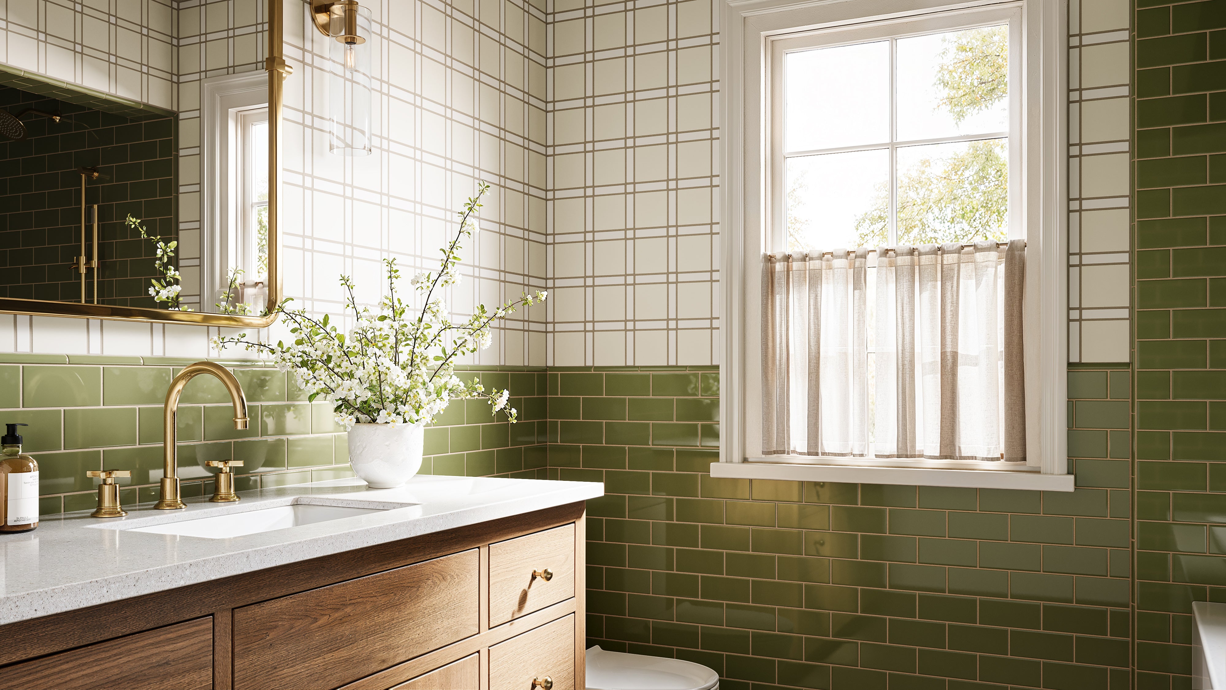 Lattice Sheeted Original Ceramic Tile in Calcite Matte & Feldspar Matte