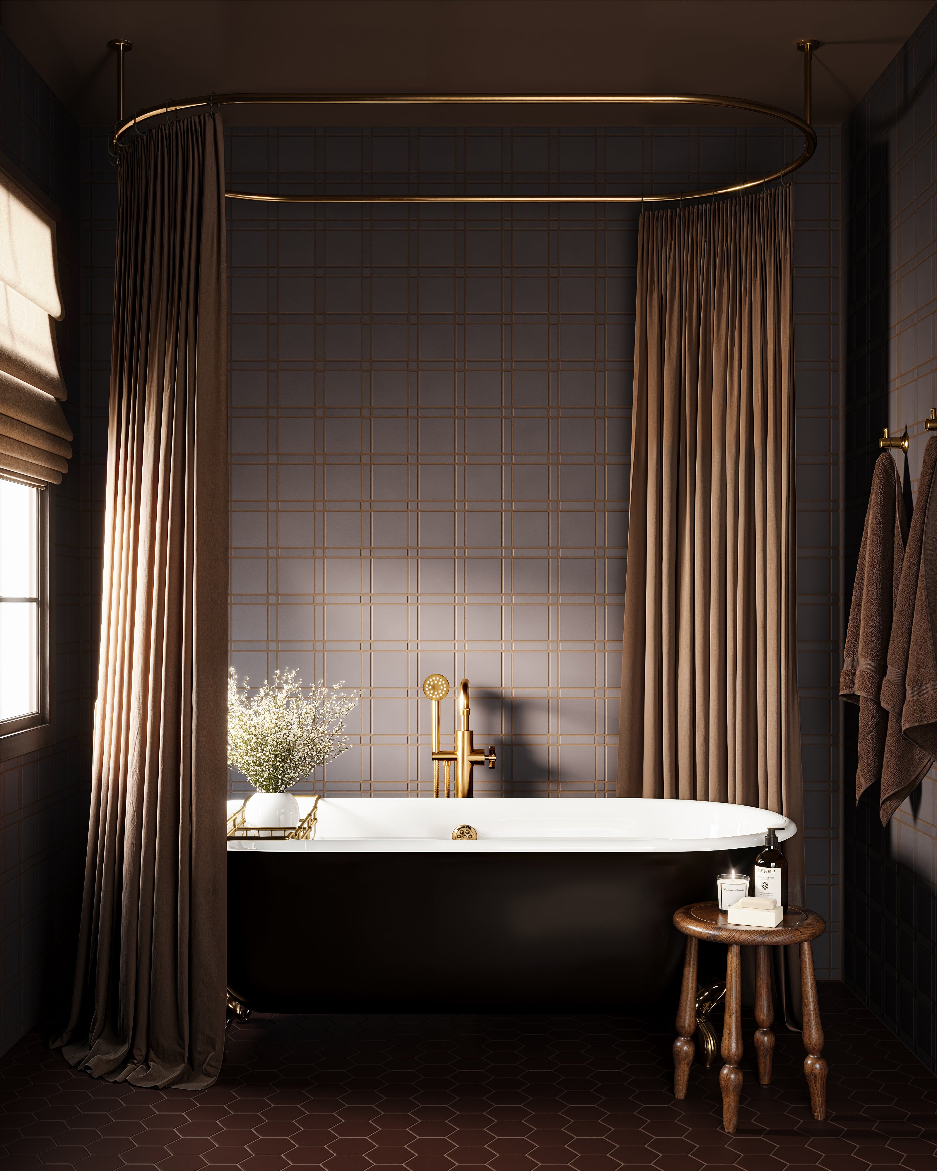 4" Hexagon Original Ceramic Tile in Garnet Matte