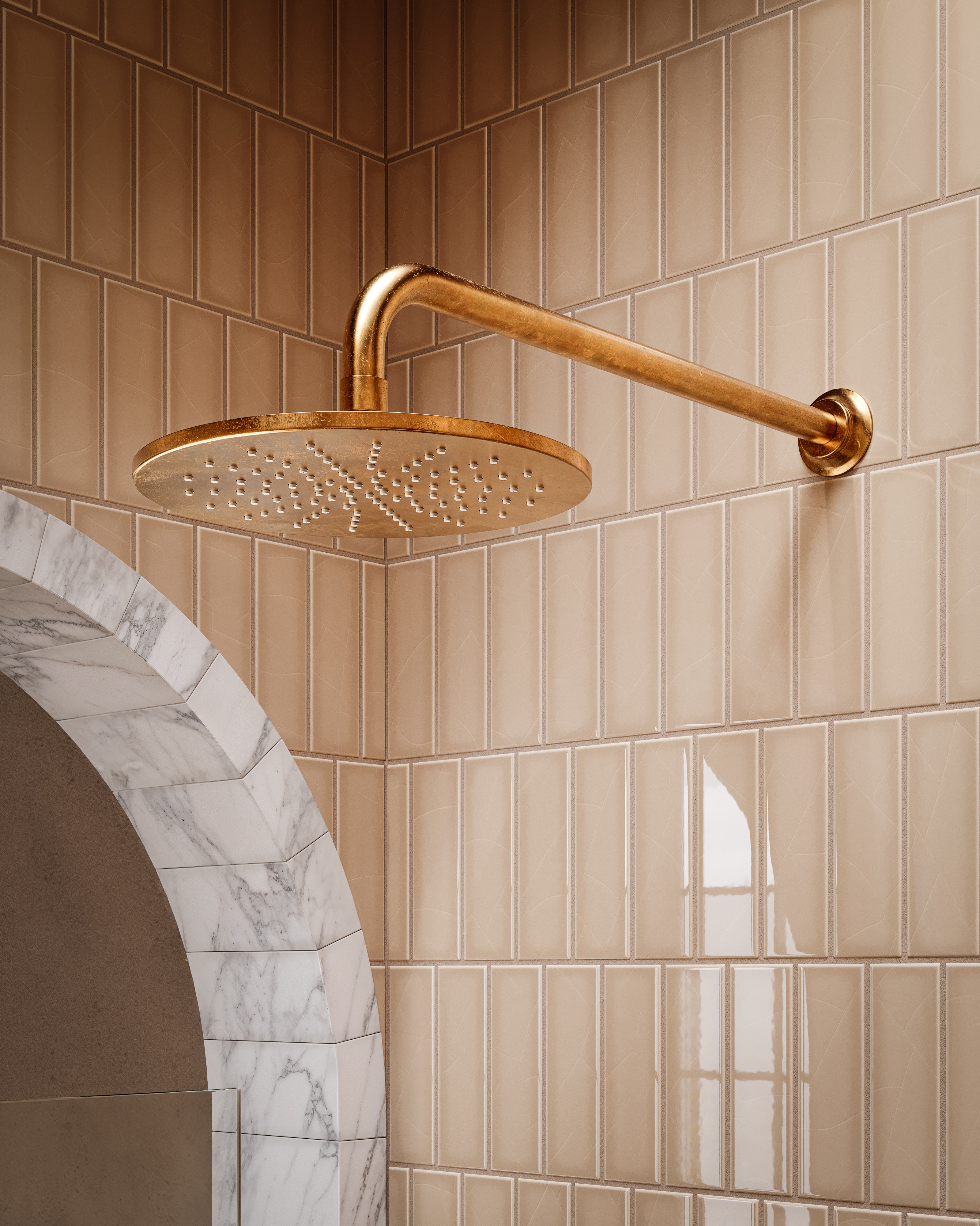 Shower 8" Flat Shower Head in Uncoated Polished Brass
