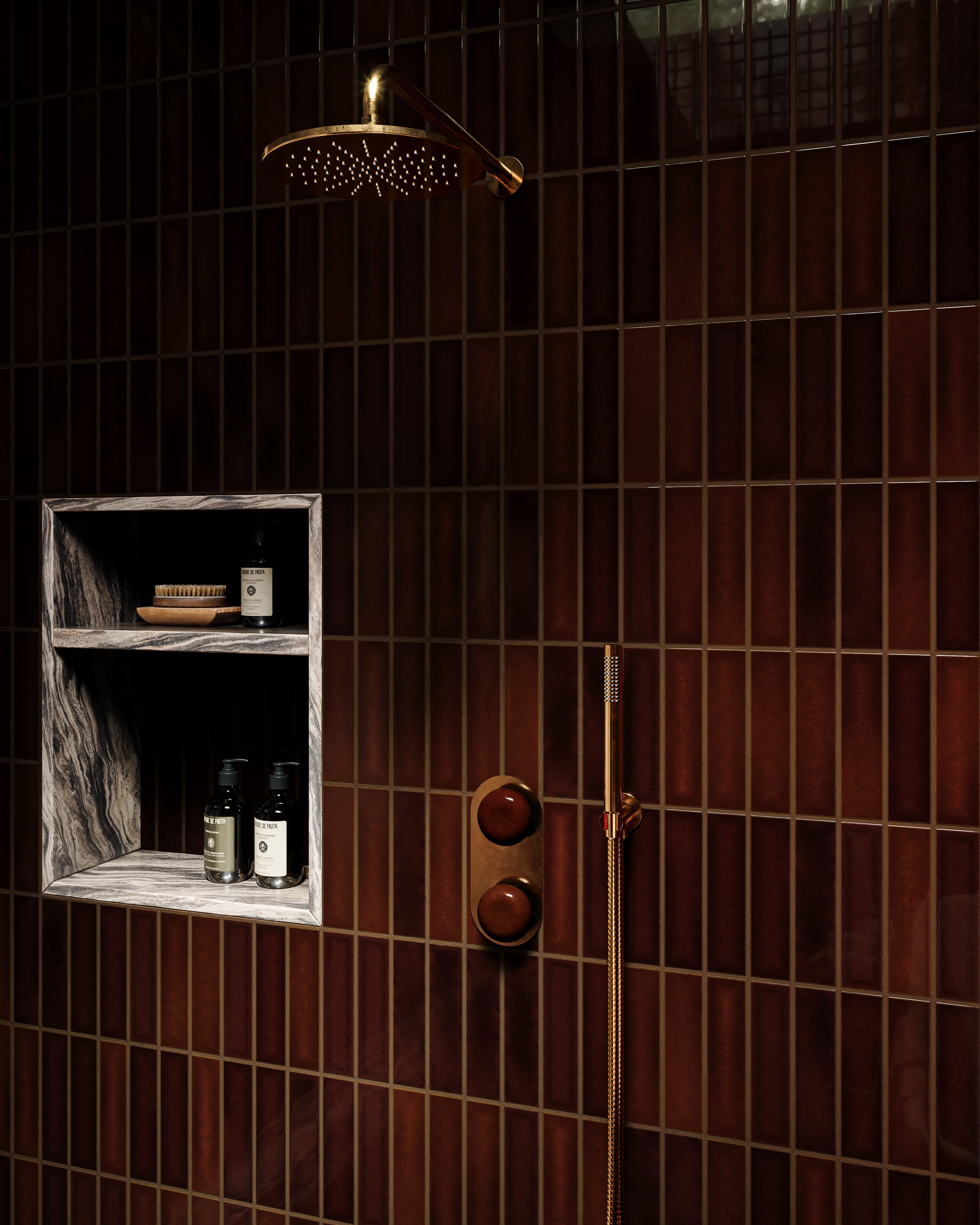 Shower 8" Flat Shower Head in French Brass