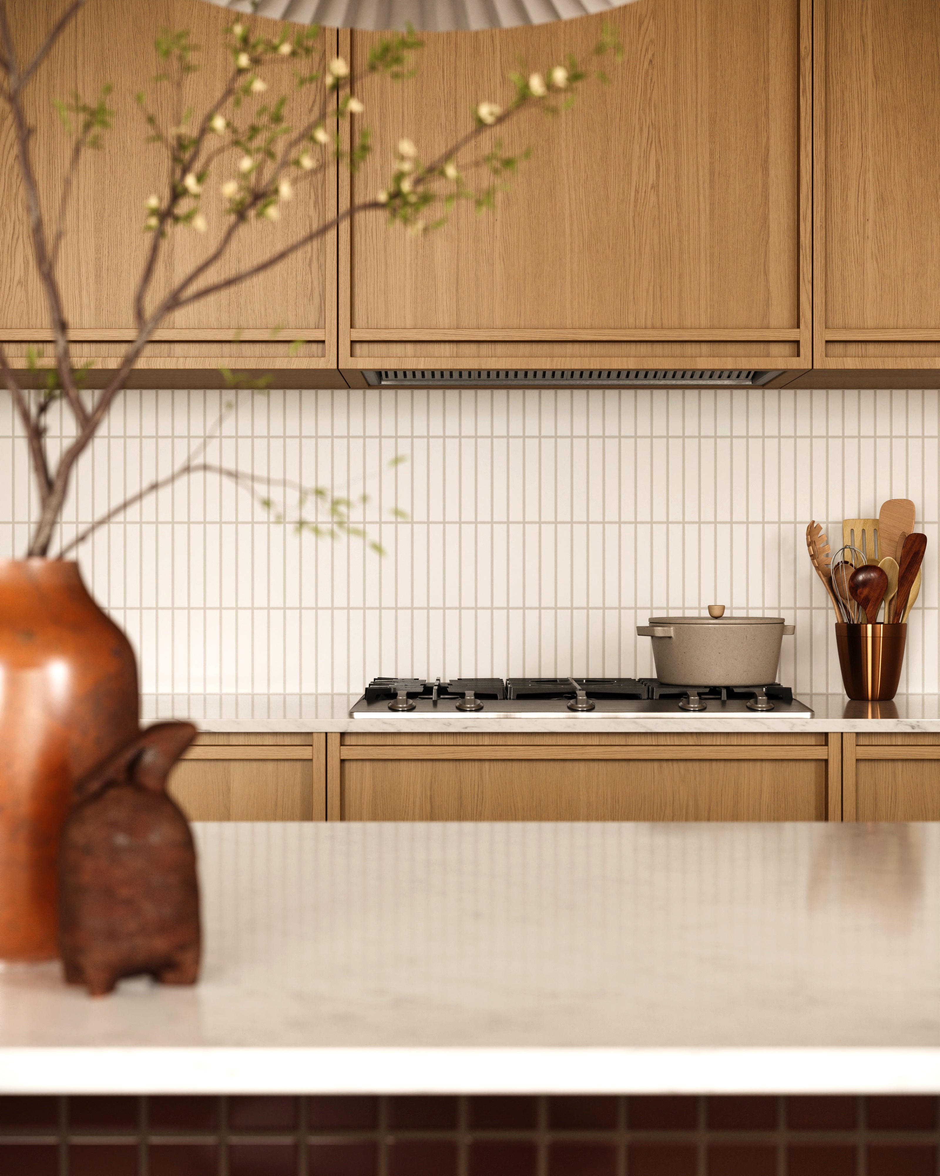 1x6 Straight Set Sheeted Original Ceramic Mosaic Tile in Calcite Matte