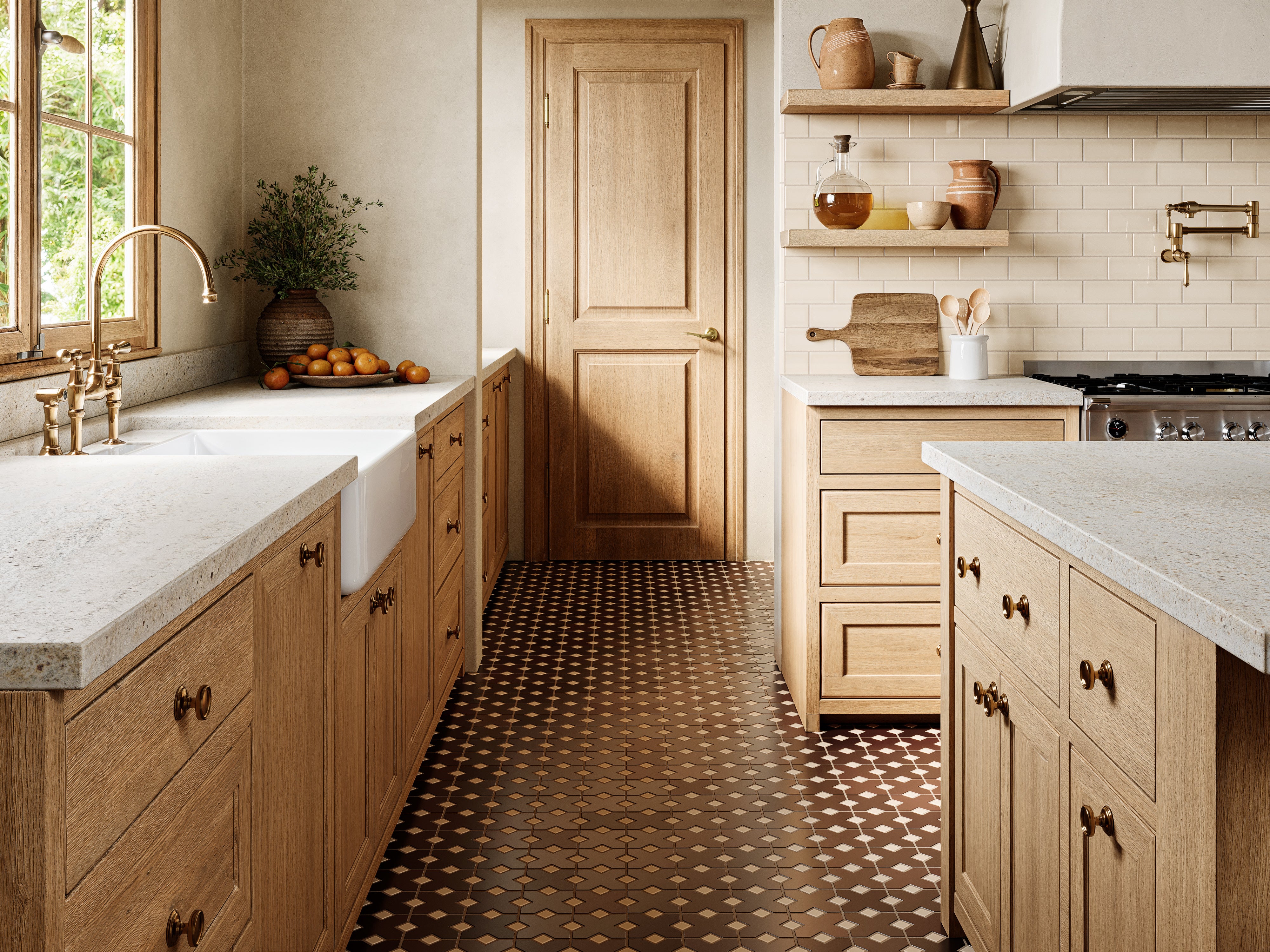 Hacienda Sheeted Original Ceramic Tile in Burnt Umber & Sand Dune Matte