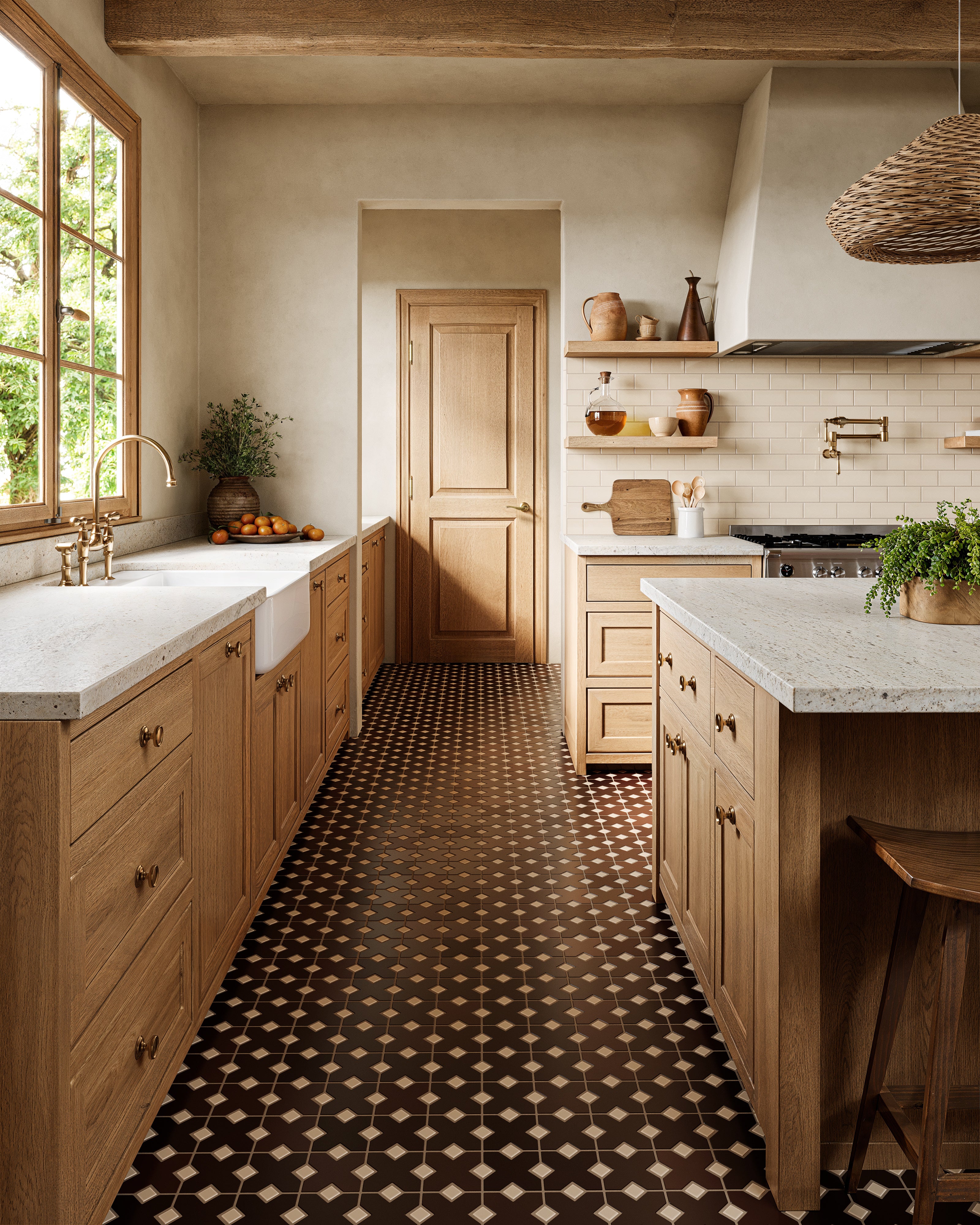 Hacienda Sheeted Original Ceramic Tile in Burnt Umber & Sand Dune Matte