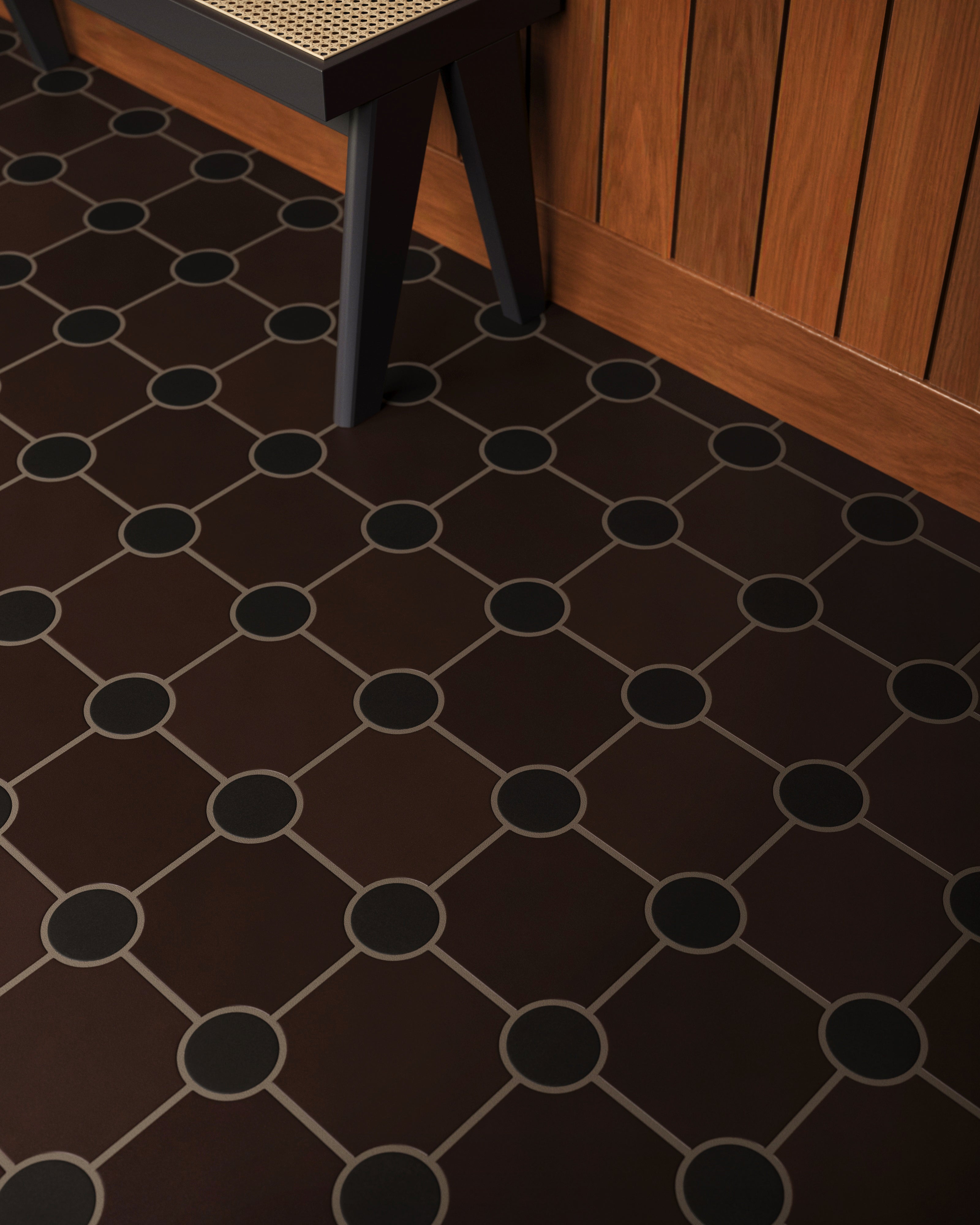 Portico Original Ceramic Tile in Burnt Umber & Raven Matte