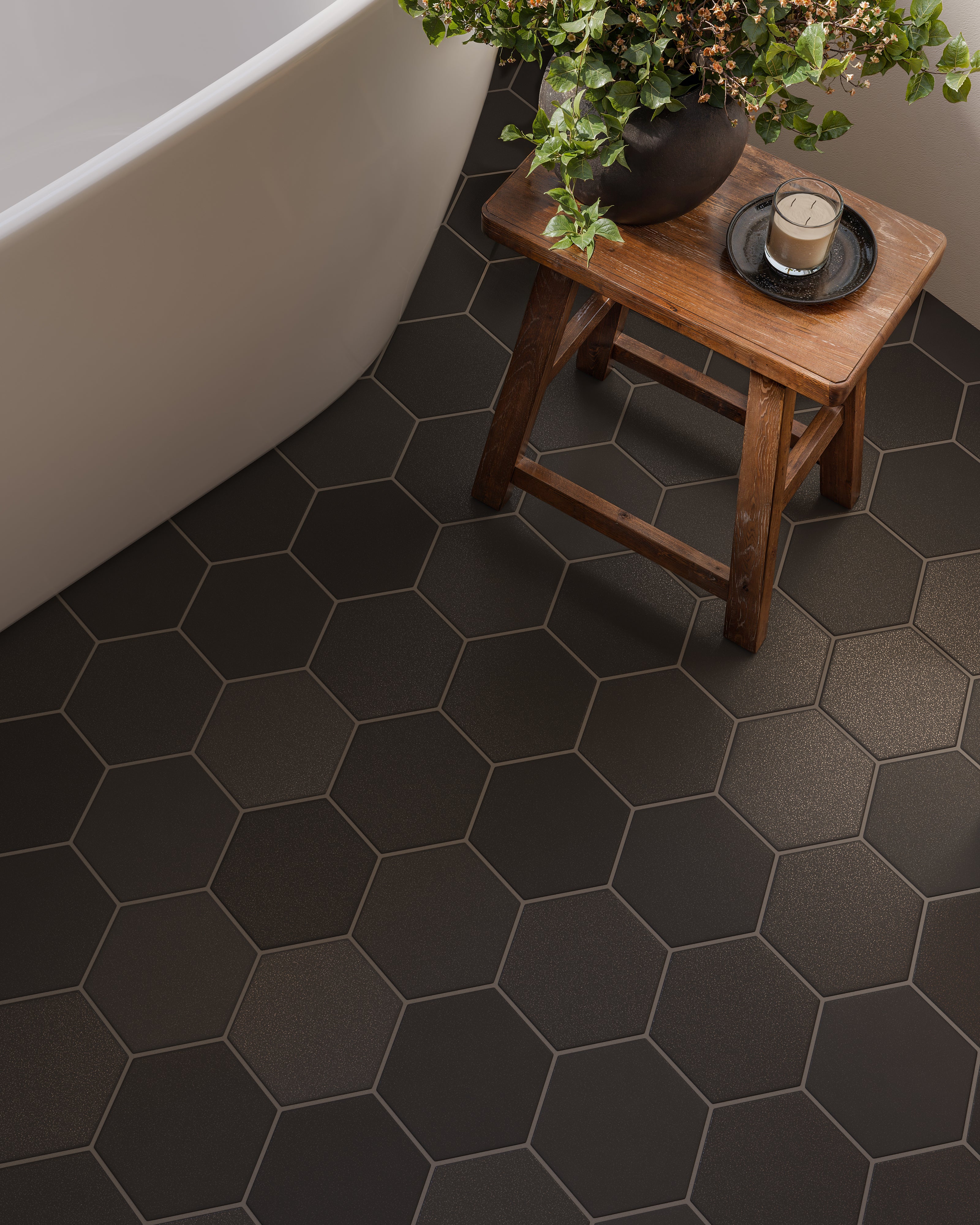 6" Hexagon Original Ceramic Tile in Graphite