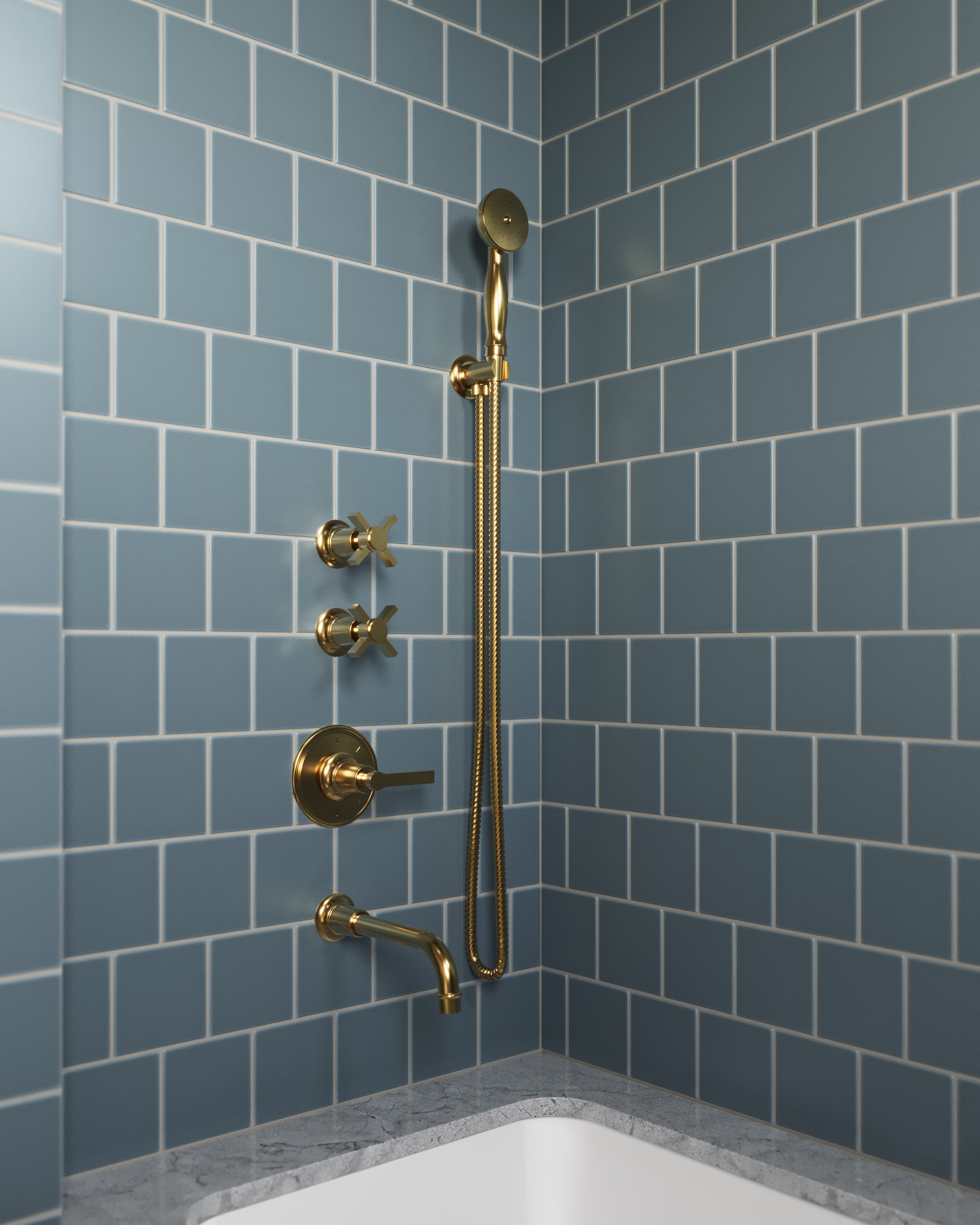 Emerson Wall Mount 8.25" Spout in Uncoated Polished Brass