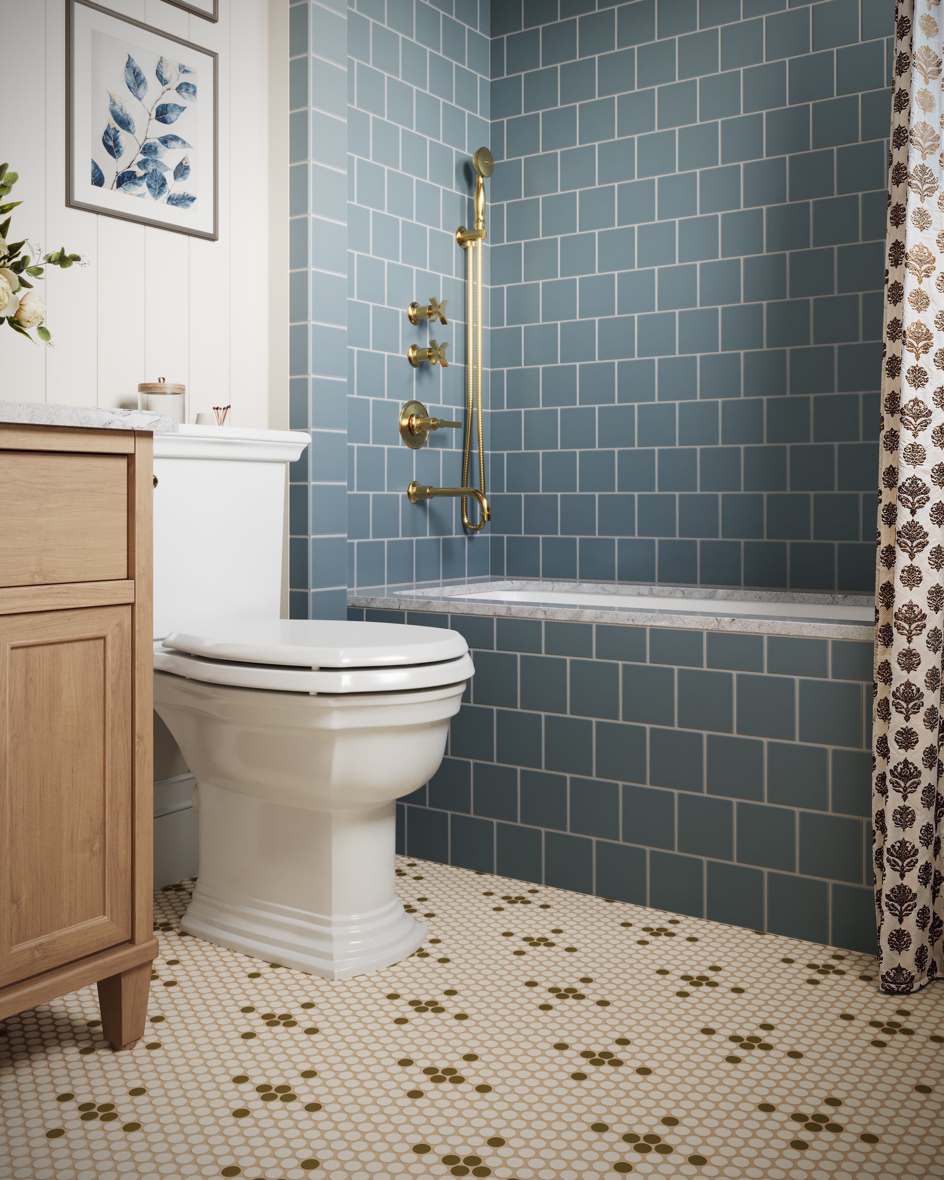 Emerson One Handle Wall Mount Shower Trim with Classic Lever Handle in Uncoated Polished Brass