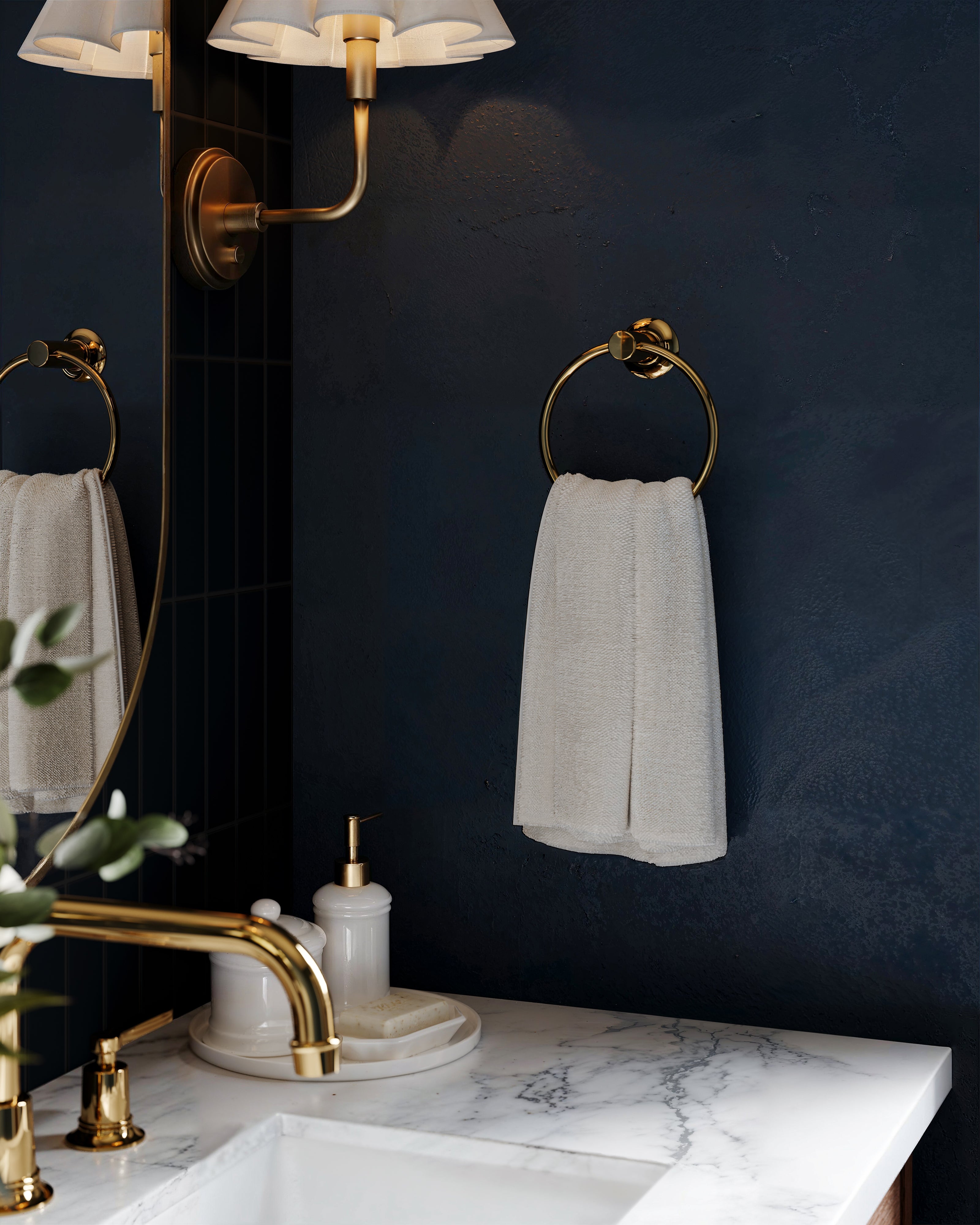 Emerson Towel Ring in Polished Brass