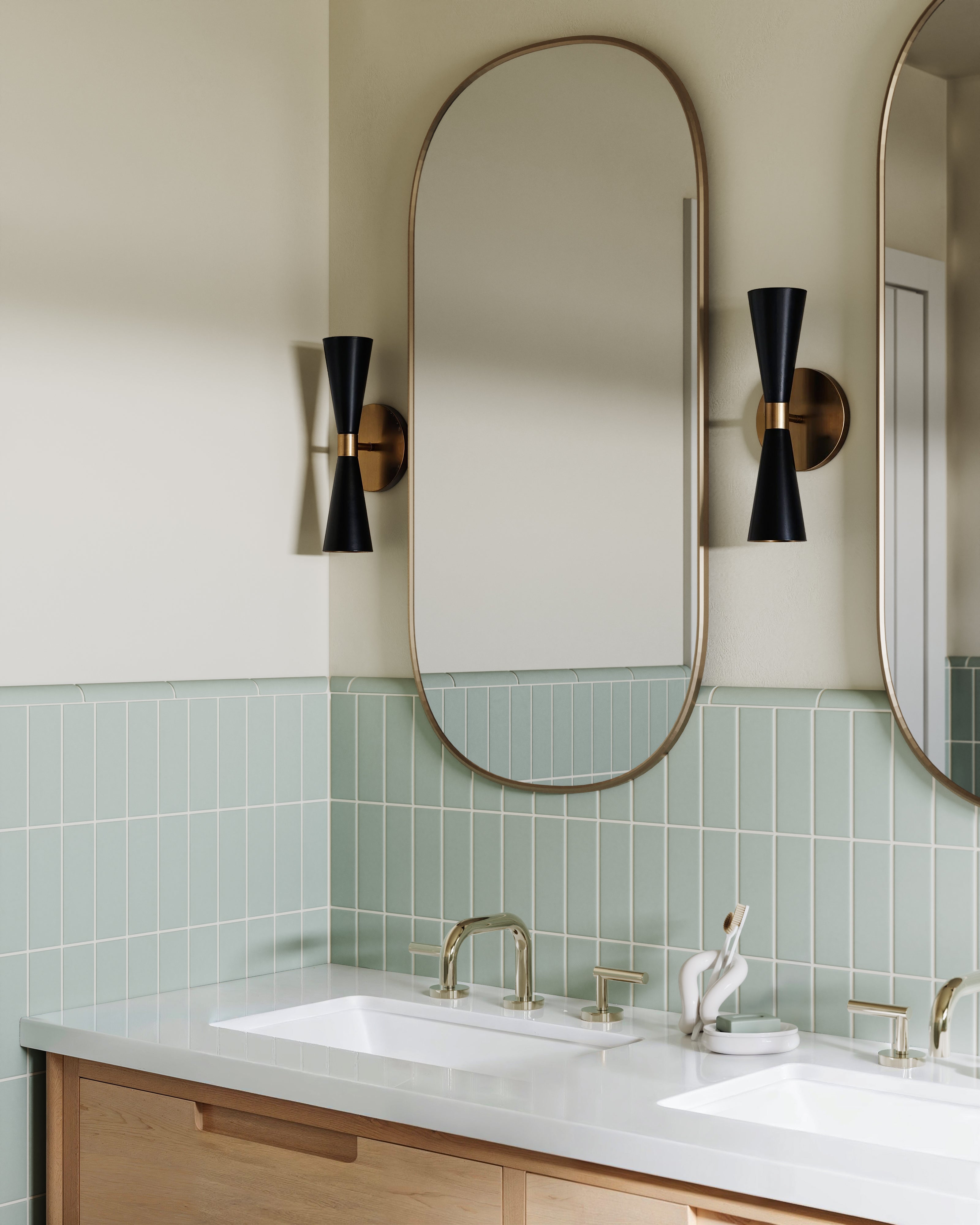 Contour Two Handle Deck Mount Squaretop Lavatory Faucet with Soft Lever Handles in Polished Nickel