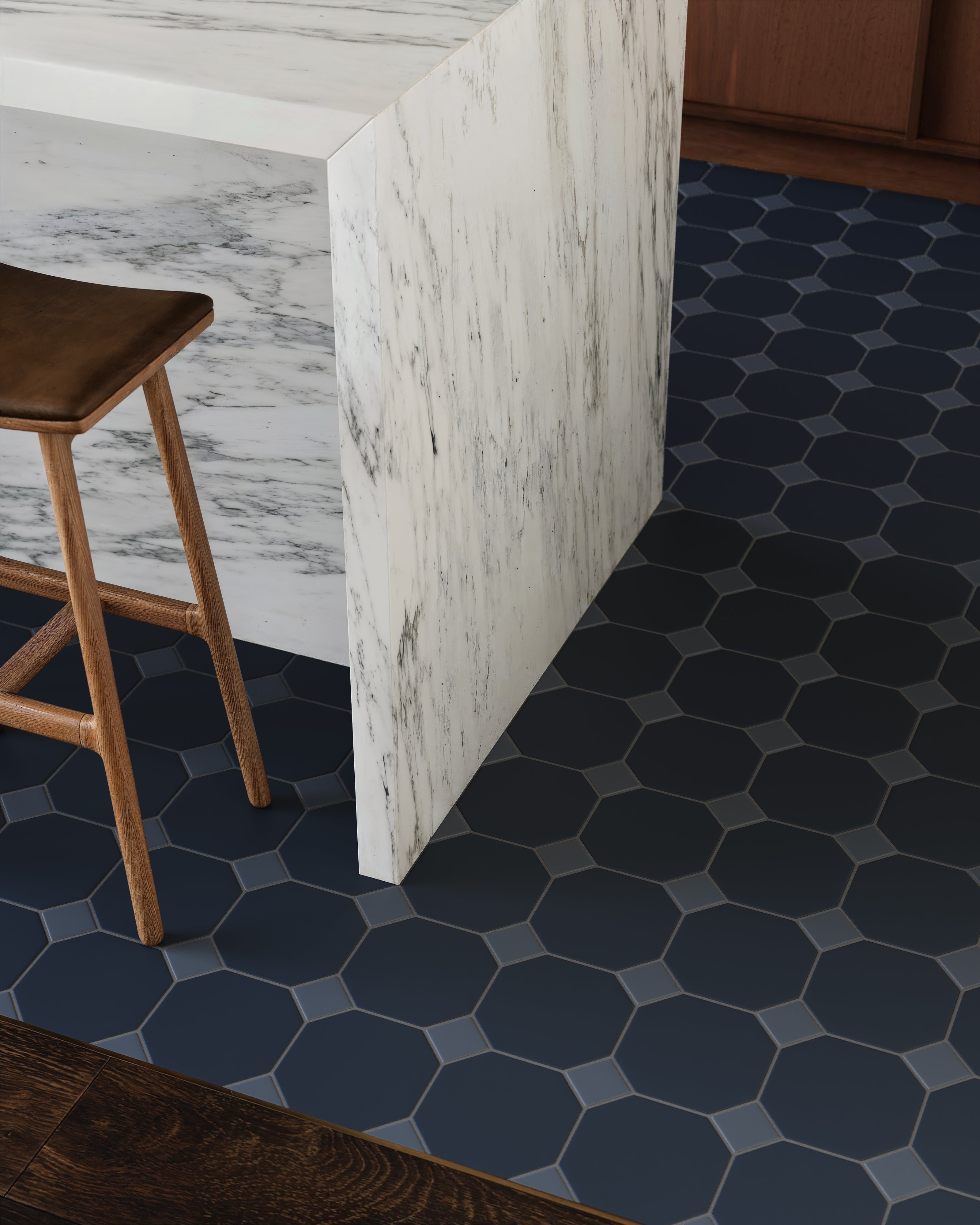 Gramercy Original Ceramic Tile in Navy Blue Matte & Slate Blue Matte