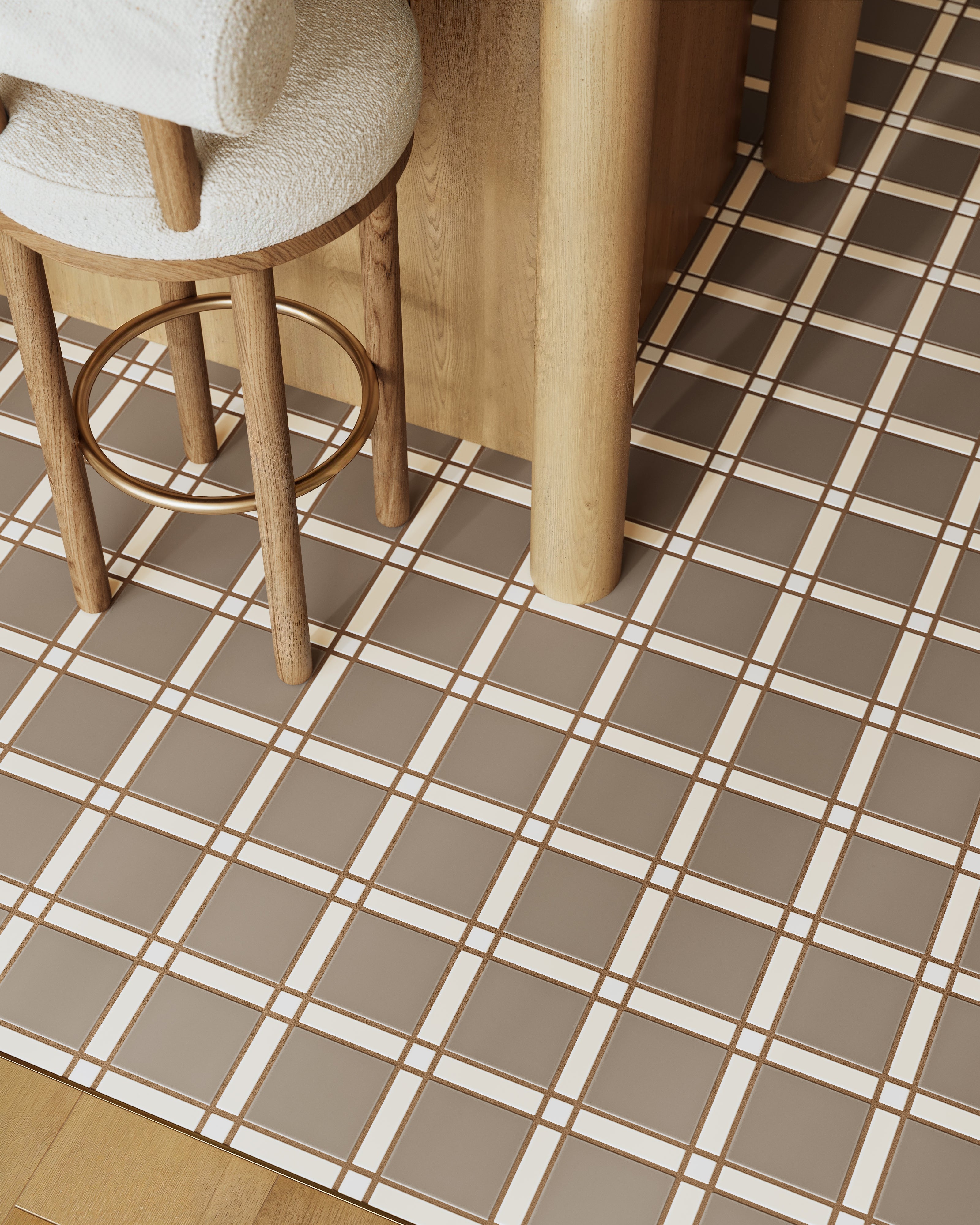 Lattice Sheeted Original Ceramic Tile in Calcite Matte, Sand Dune Matte & Cardamom Matte