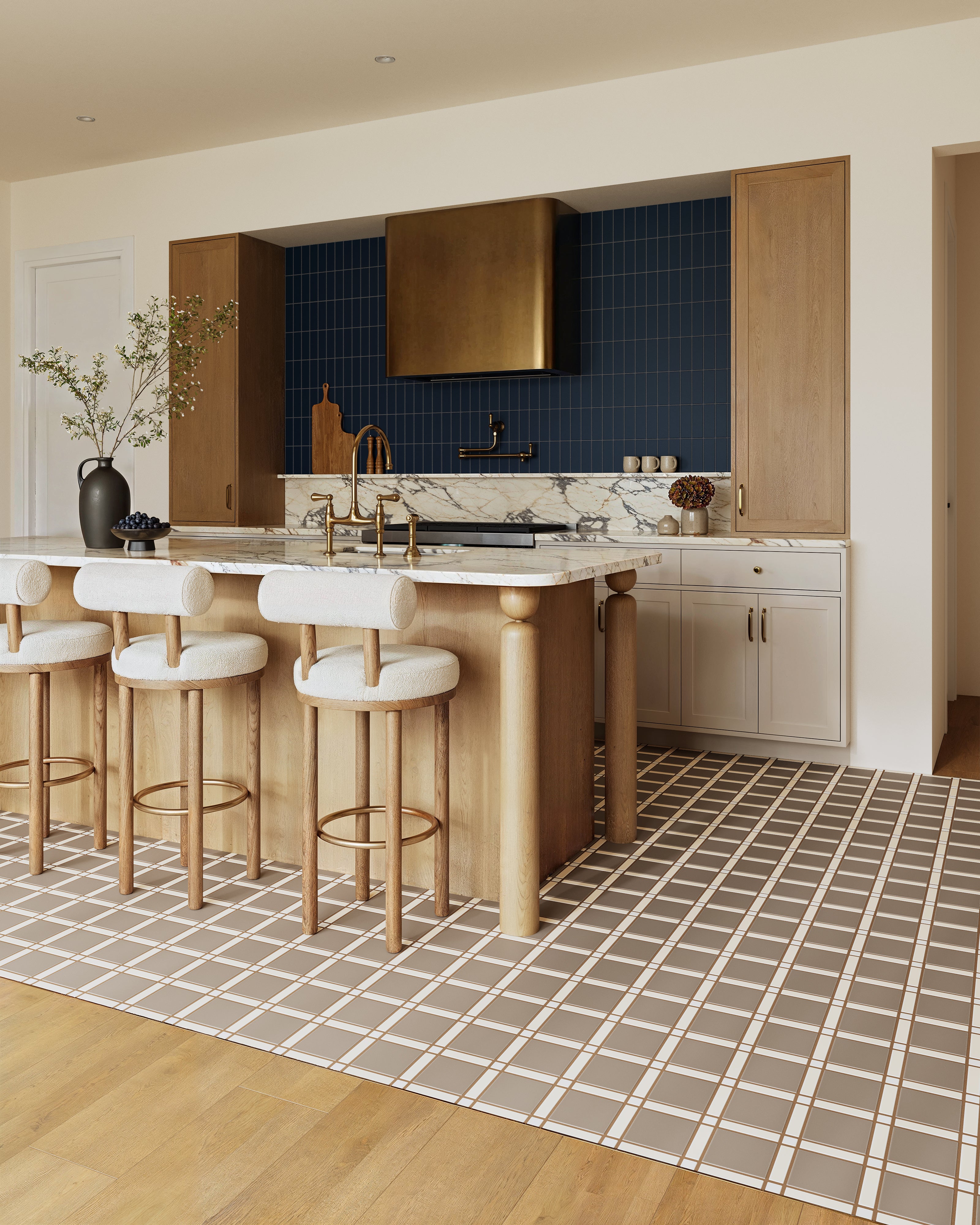 Lattice Sheeted Original Ceramic Tile in Calcite Matte, Sand Dune Matte & Cardamom Matte