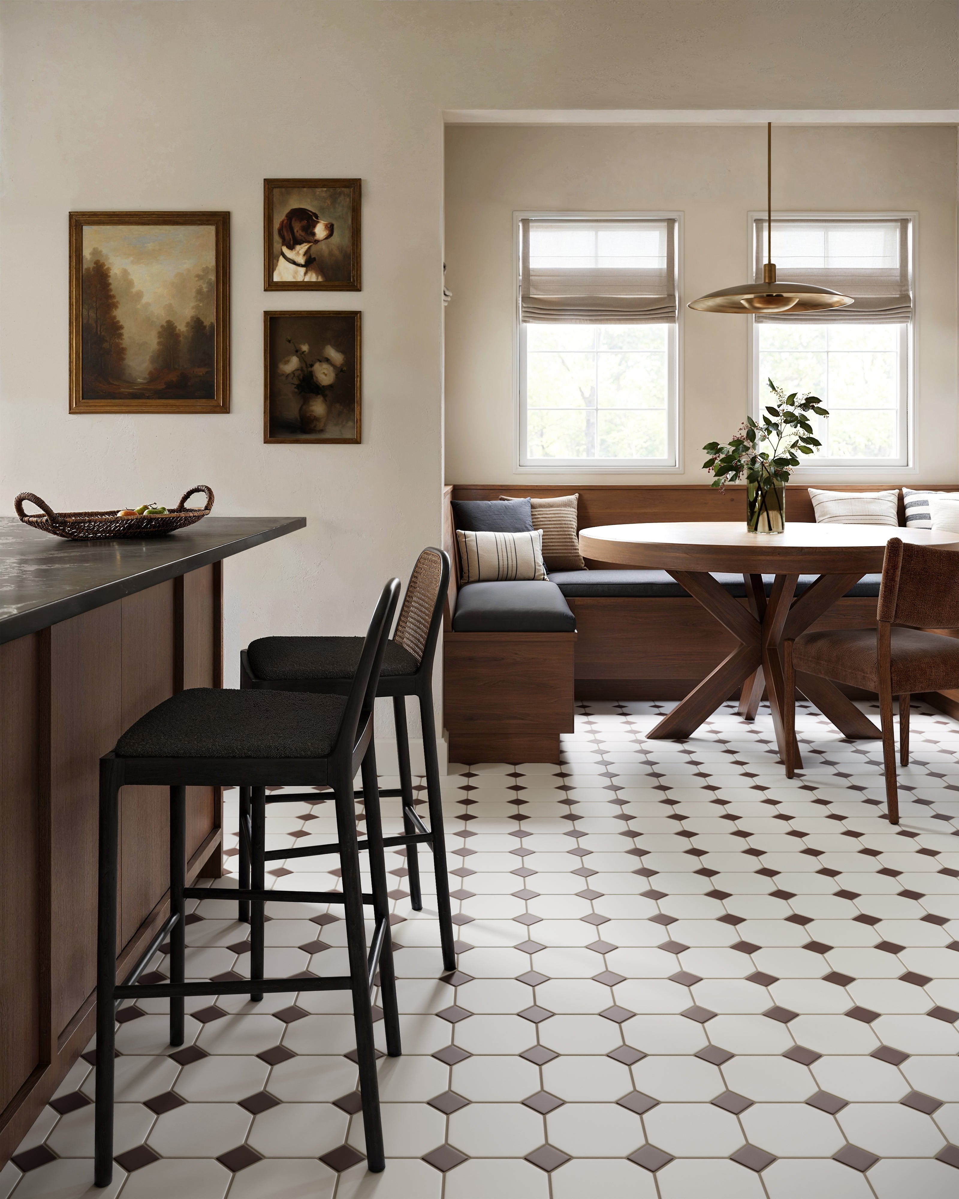 Gramercy Original Ceramic Tile in Calcite Matte & Garnet Matte