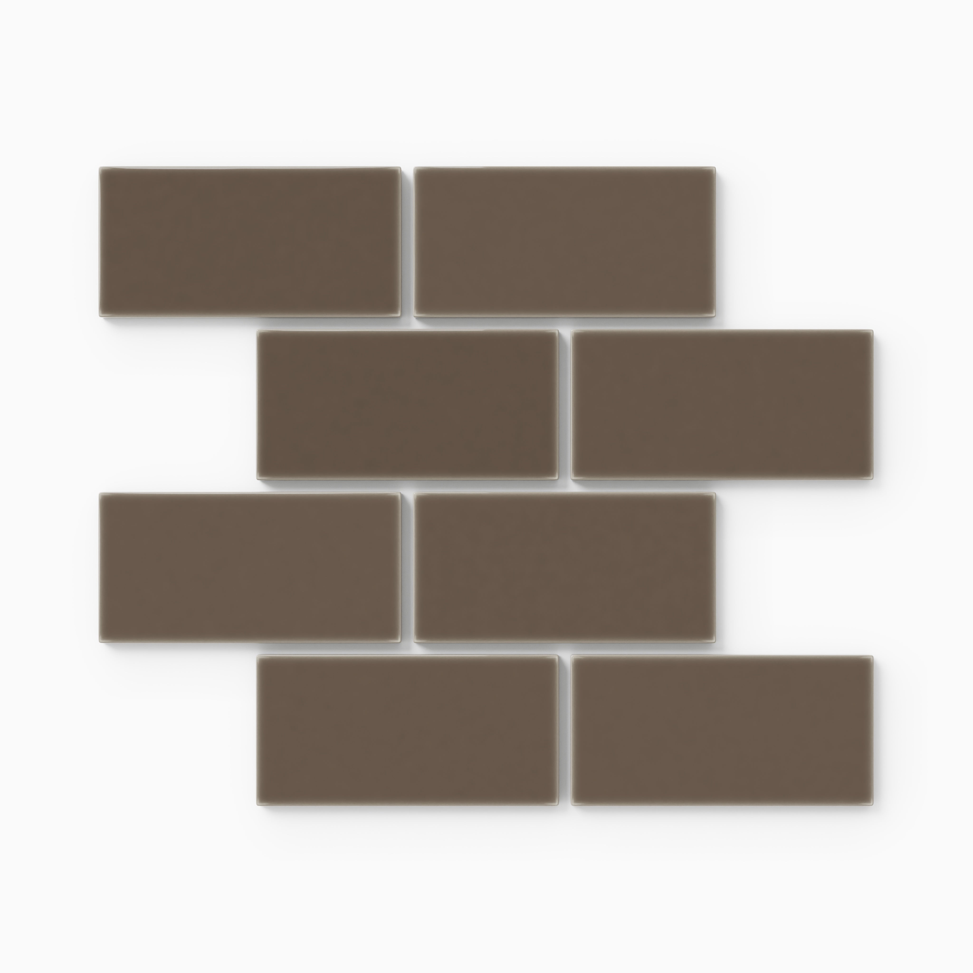 2x4 Half Offset Sheeted Natural Press Ceramic Mosaic Tile in Otter Gloss