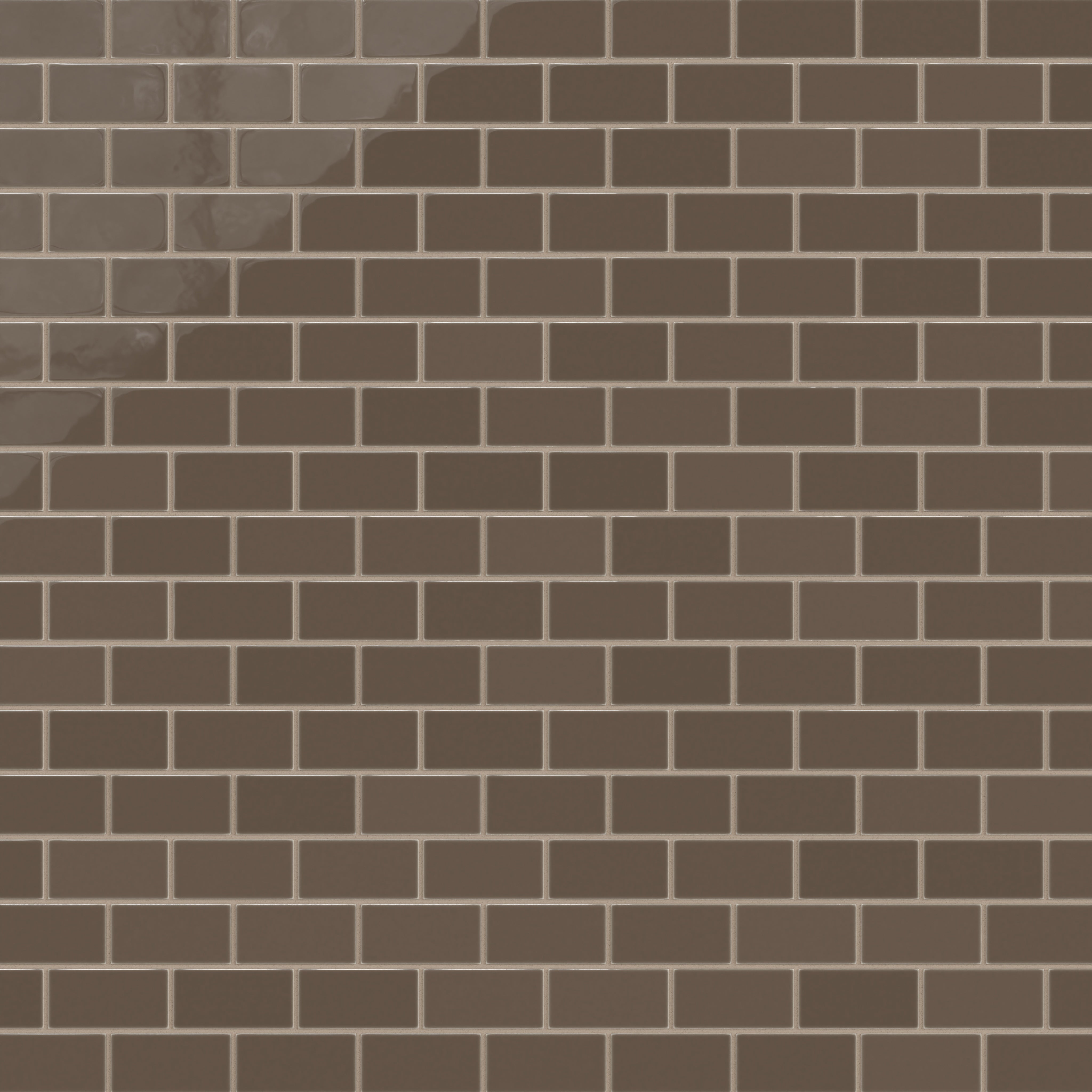 2x4 Half Offset Sheeted Natural Press Ceramic Mosaic Tile in Otter Gloss