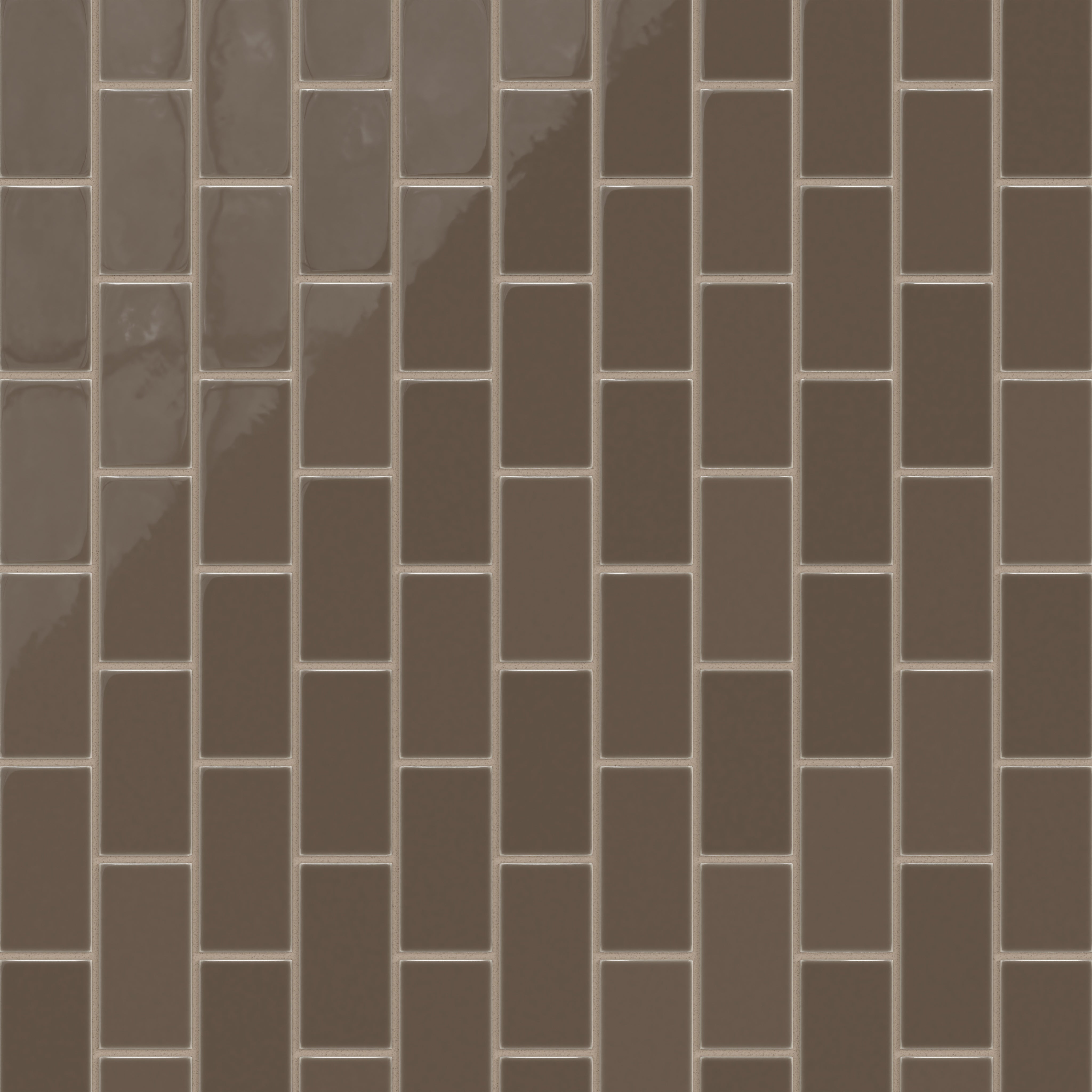 2x4 Half Offset Sheeted Natural Press Ceramic Mosaic Tile in Otter Gloss