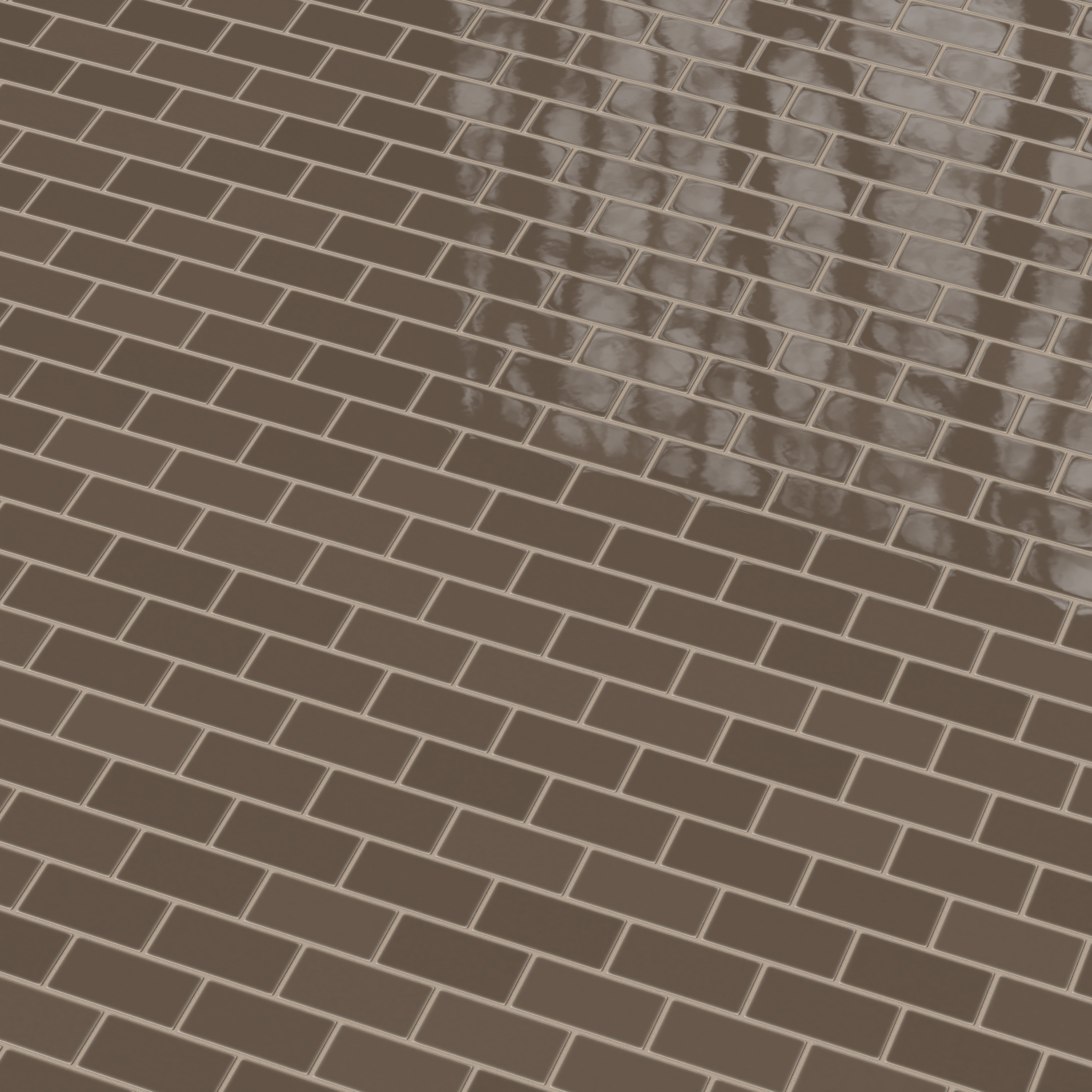 2x4 Half Offset Sheeted Natural Press Ceramic Mosaic Tile in Otter Gloss