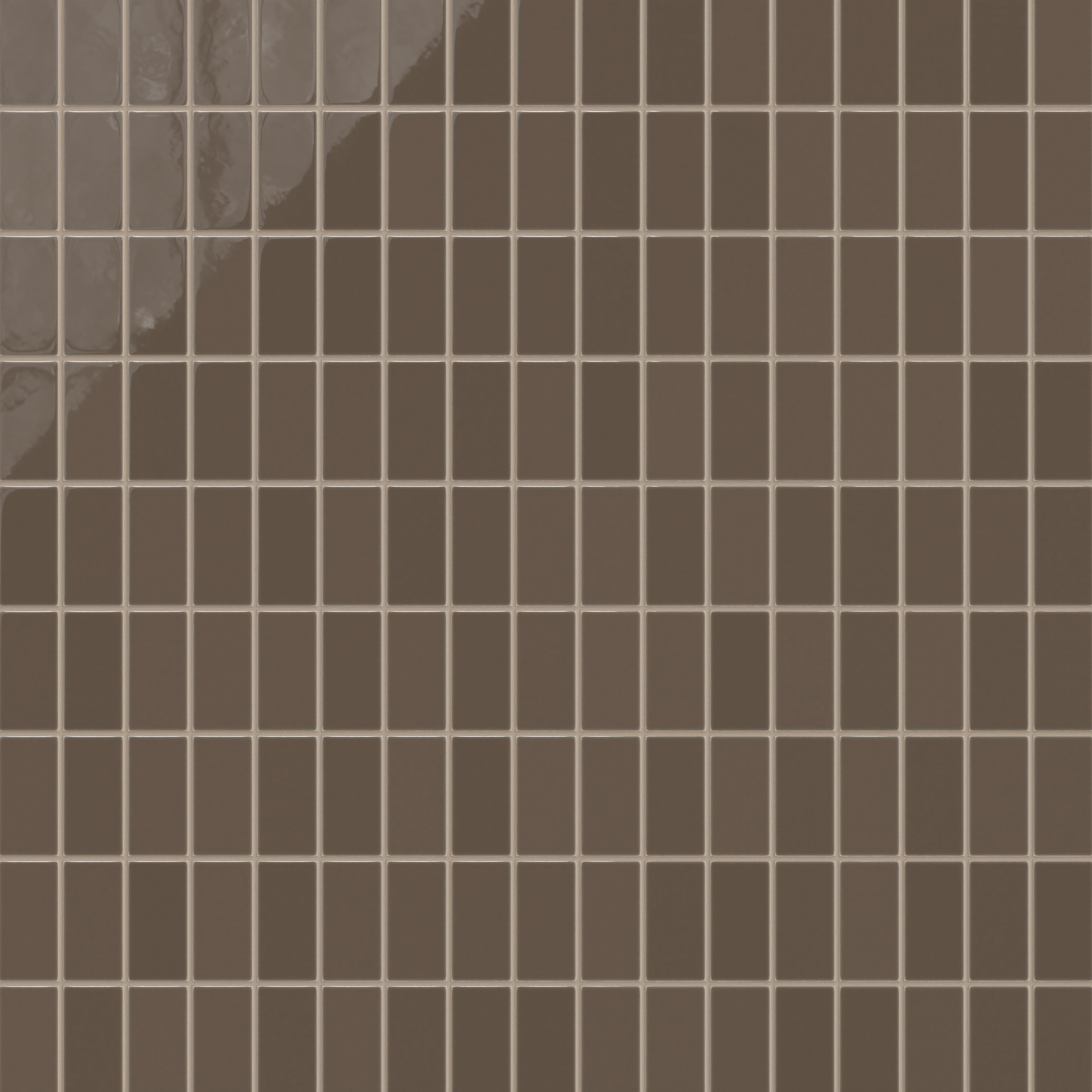 2x4 Straight Set Sheeted Natural Press Ceramic Mosaic Tile in Otter Gloss