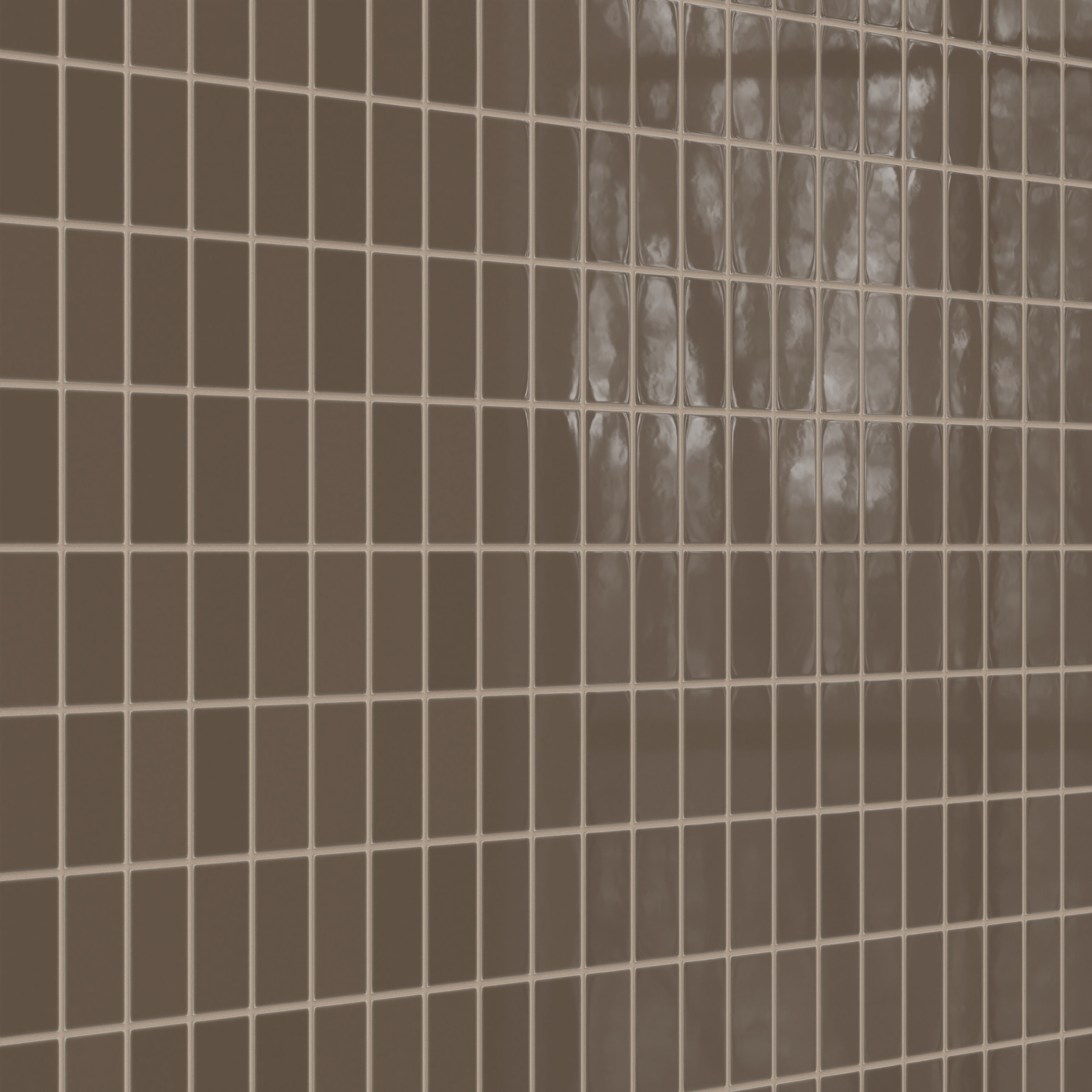 2x4 Straight Set Sheeted Natural Press Ceramic Mosaic Tile in Otter Gloss