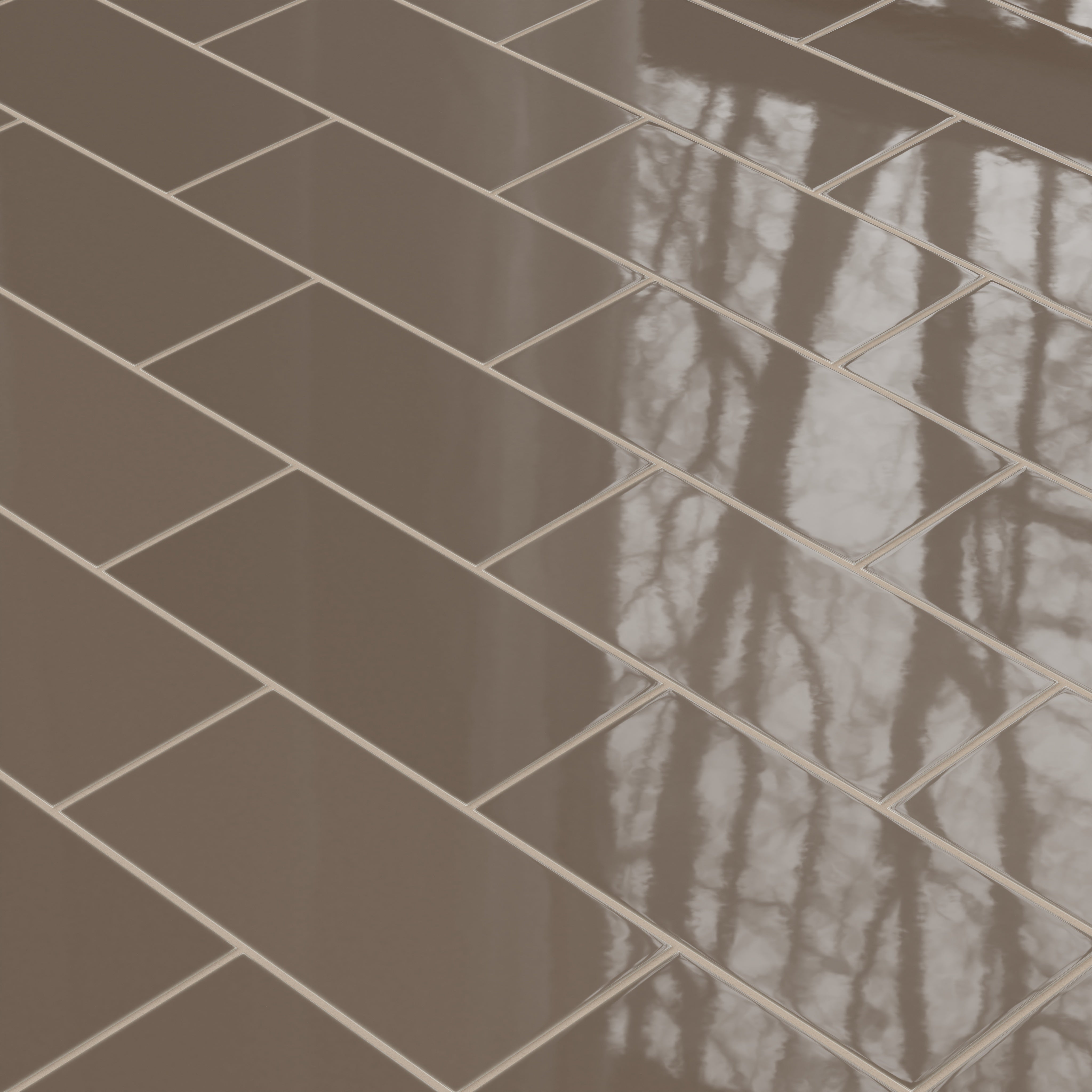 6x12 Natural Press Ceramic Tile in Otter Gloss