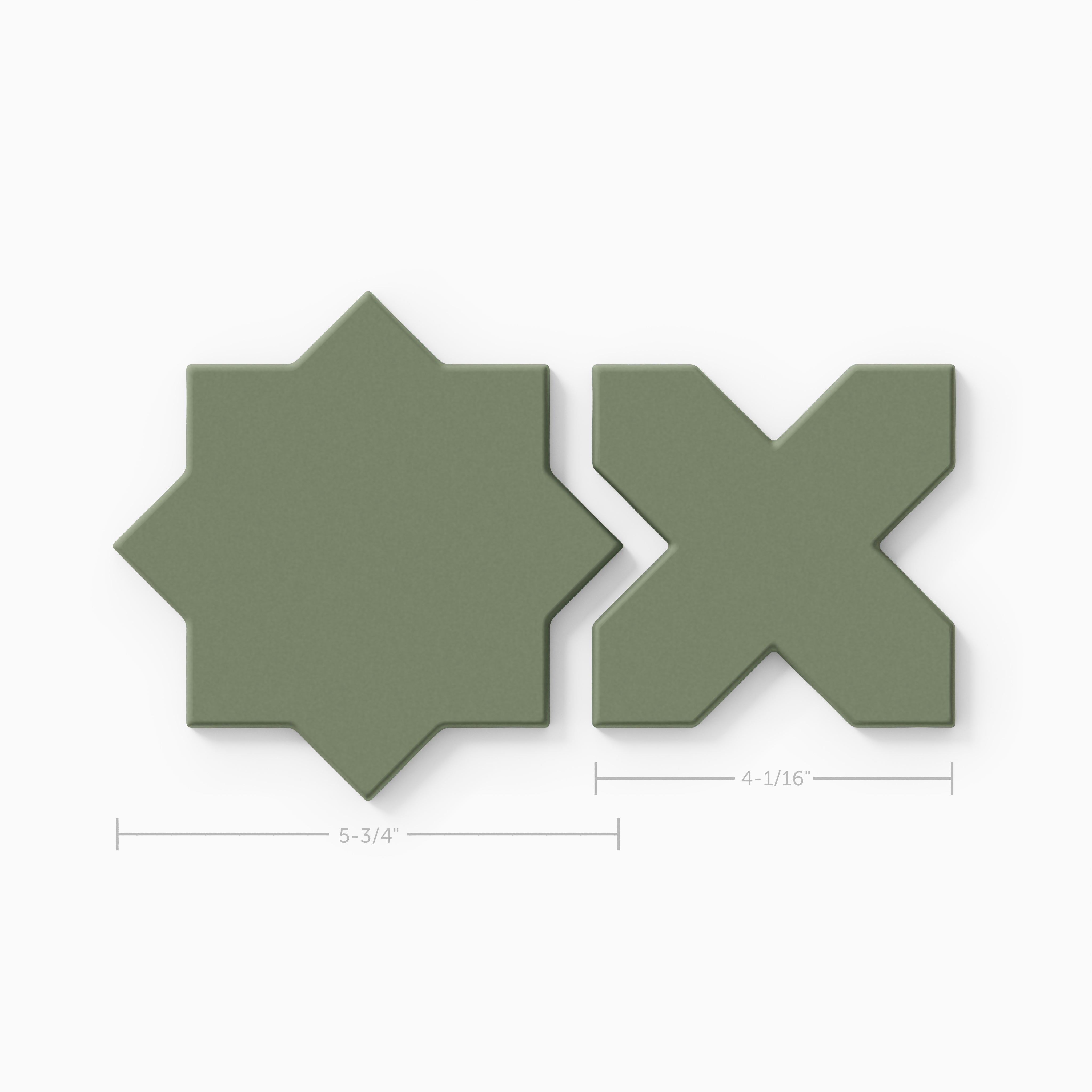 Mini Star & Cross Original Ceramic Tile in Peabody Matte