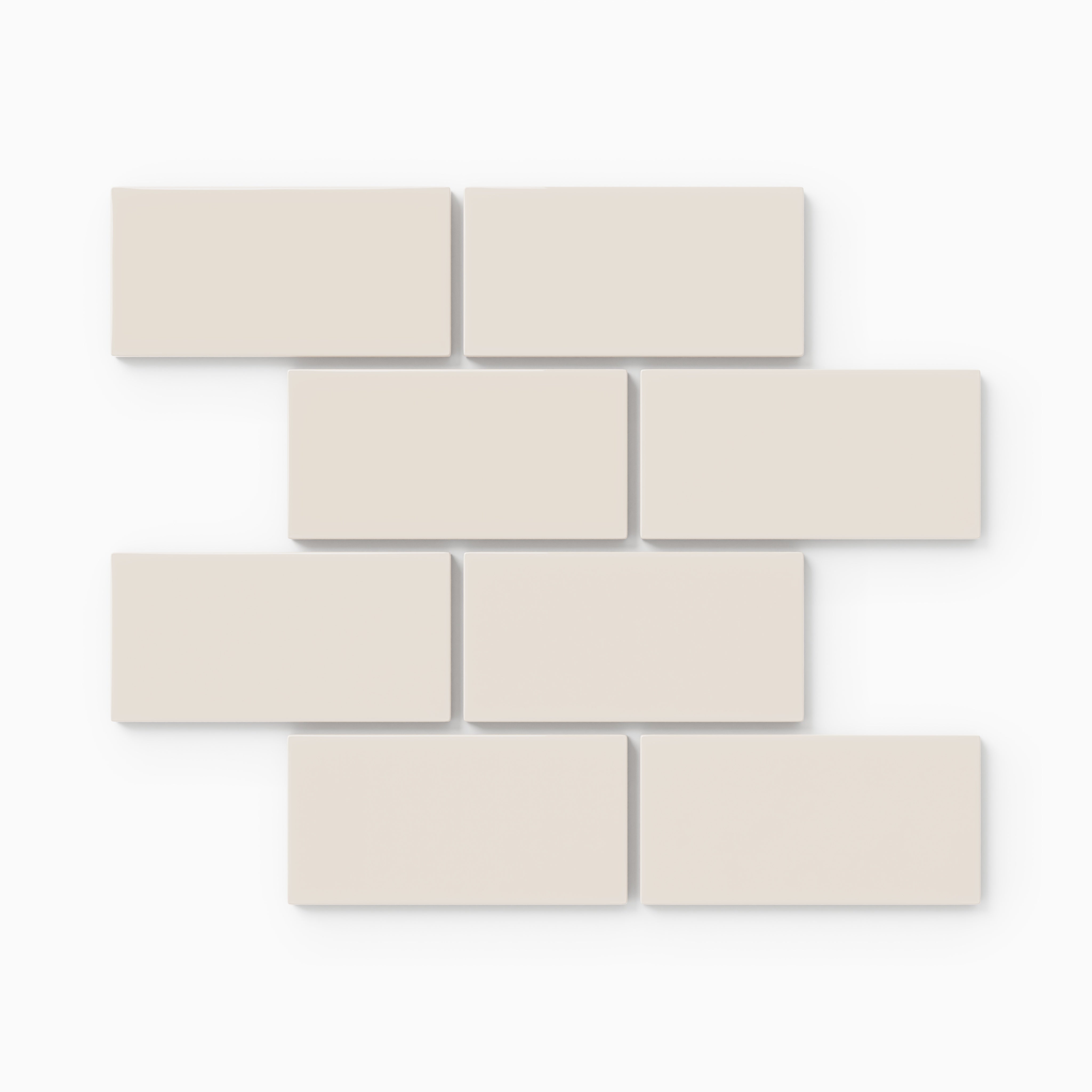 2x4 Half Offset Sheeted Natural Press Ceramic Mosaic Tile in Pearl Gloss