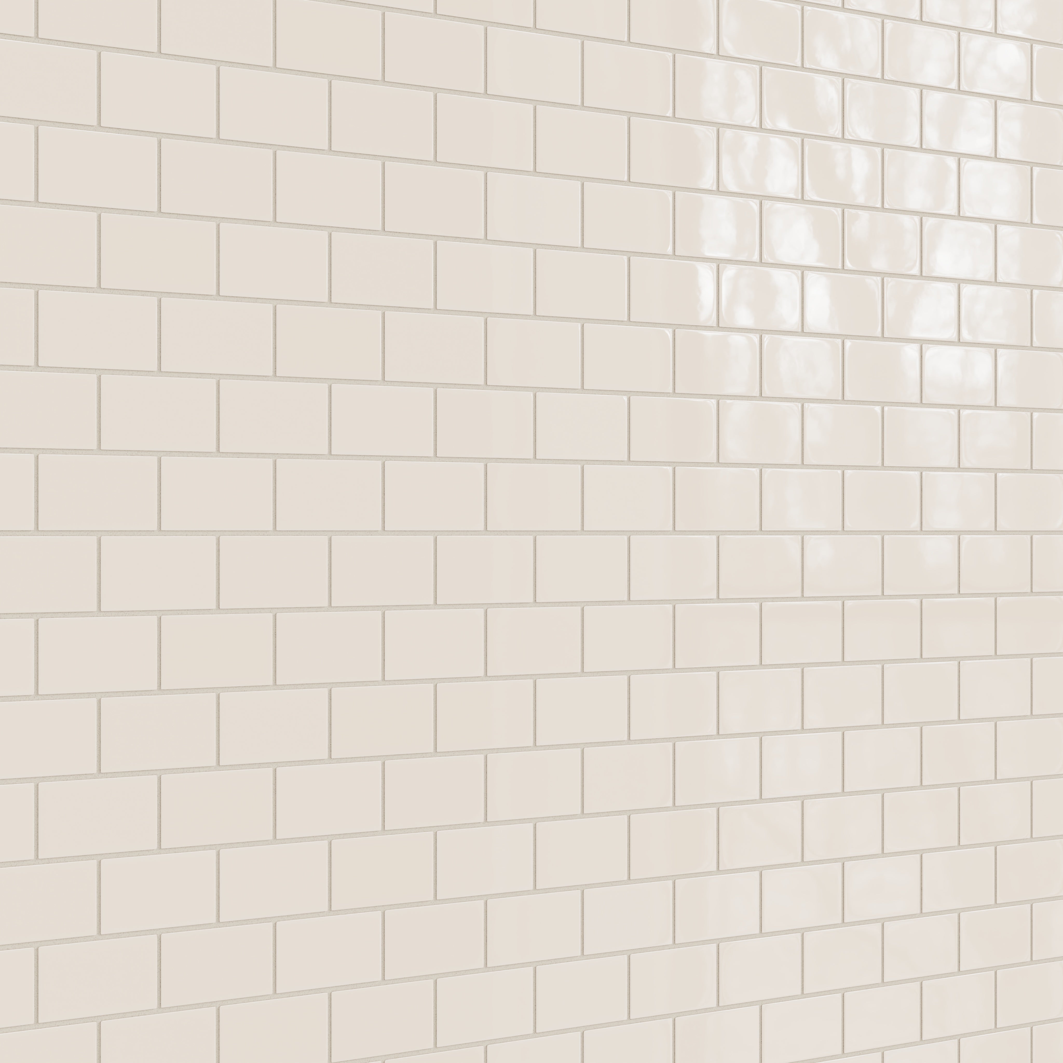 2x4 Half Offset Sheeted Natural Press Ceramic Mosaic Tile in Pearl Gloss