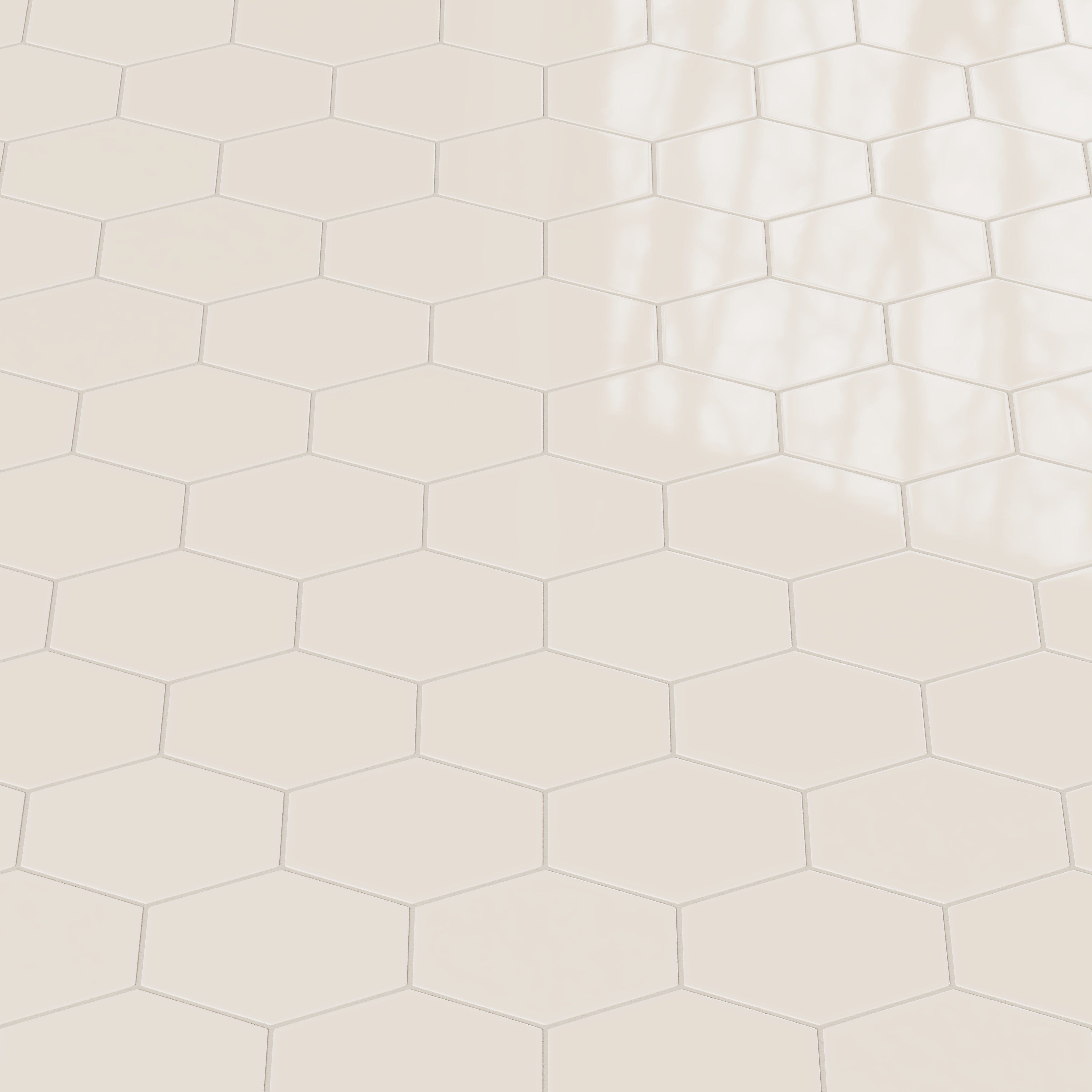 Elongated Hexagon Natural Press Ceramic Tile in Pearl Gloss