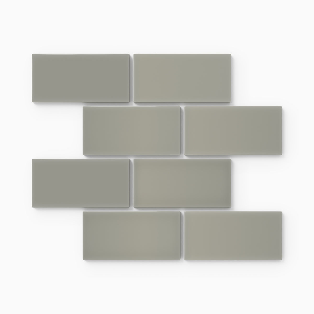 2x4 Half Offset Sheeted Natural Press Ceramic Mosaic Tile in Puget Sound Gloss