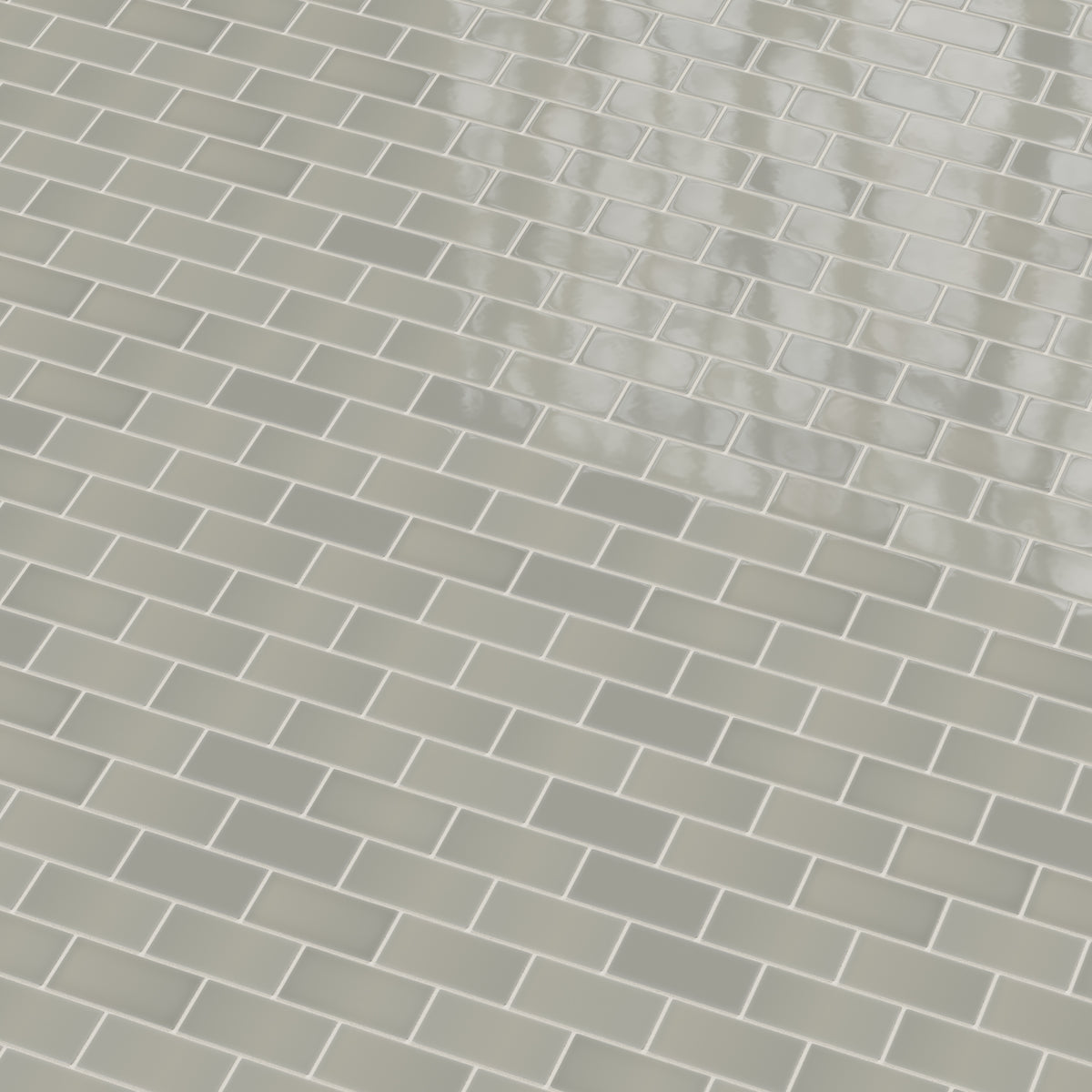 2x4 Half Offset Sheeted Natural Press Ceramic Mosaic Tile in Puget Sound Gloss