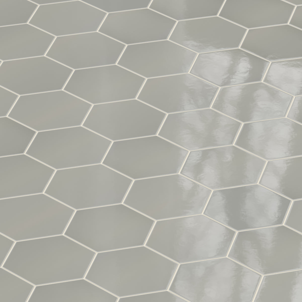 8" Hexagon Natural Press Ceramic Tile in Puget Sound Gloss