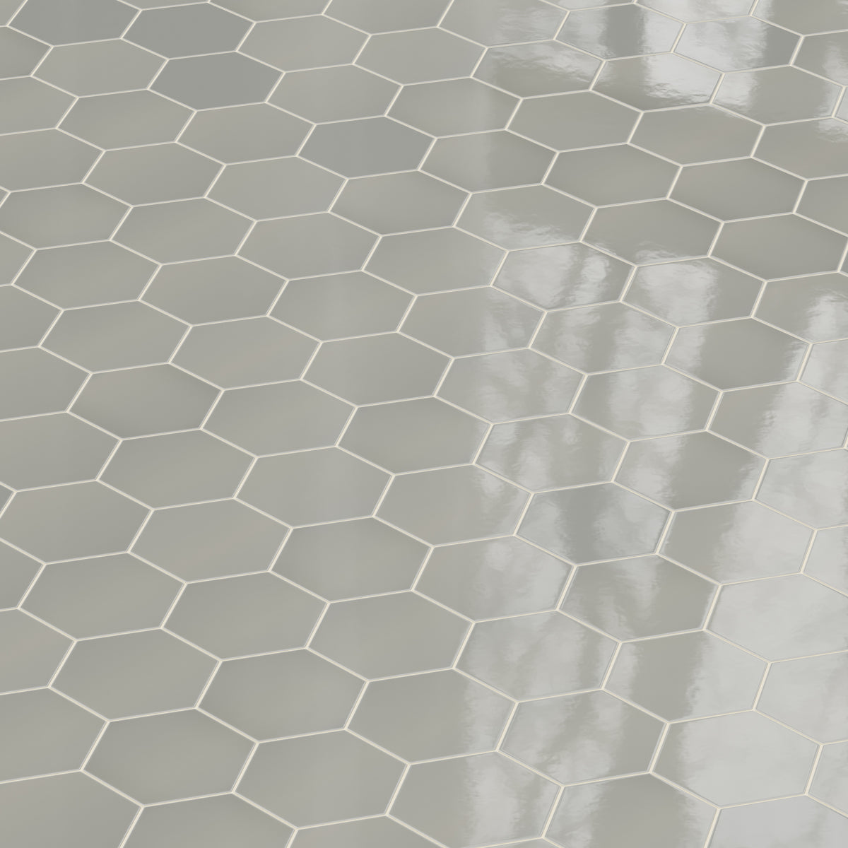 8" Hexagon Natural Press Ceramic Tile in Puget Sound Gloss
