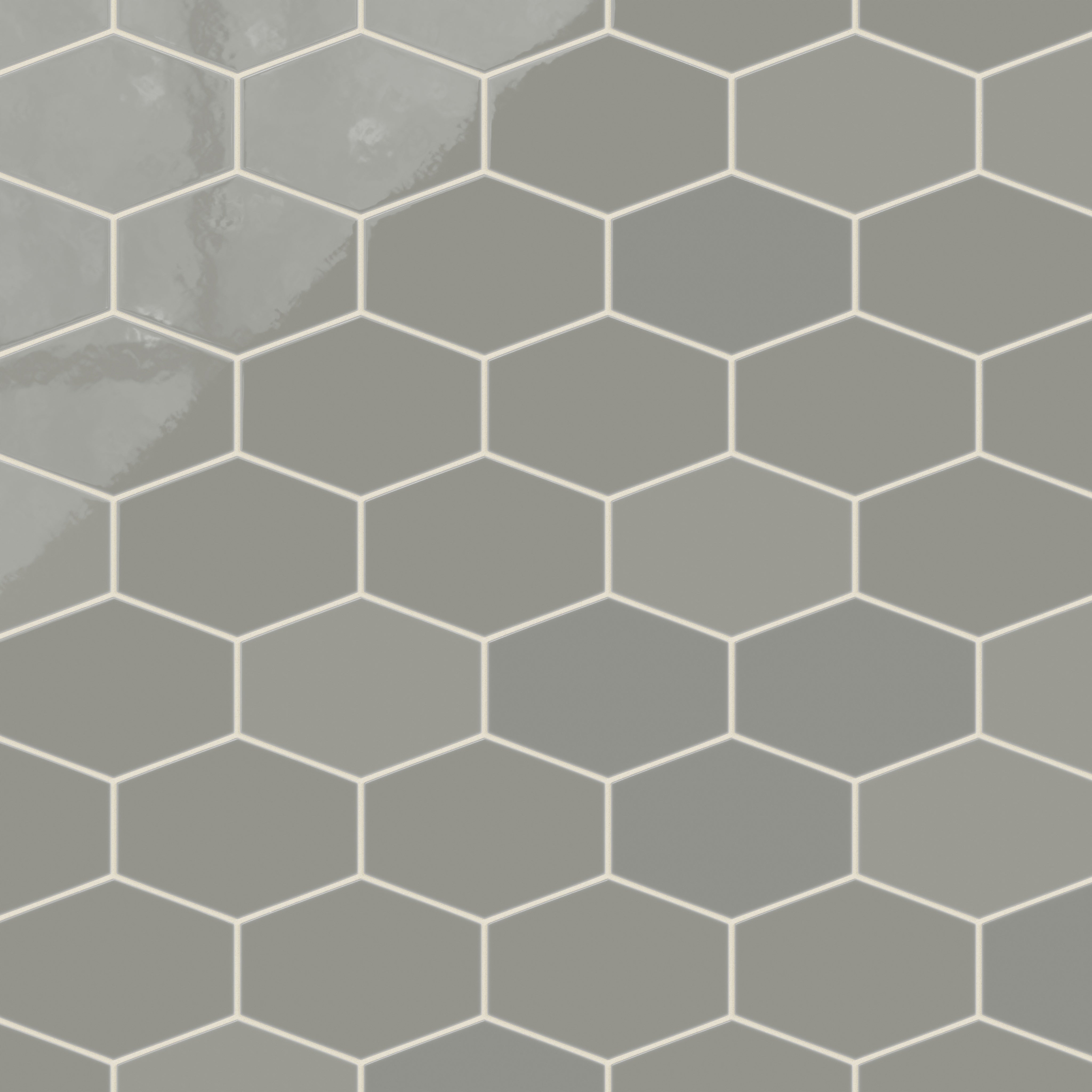 Elongated Hexagon Natural Press Ceramic Tile in Puget Sound Gloss
