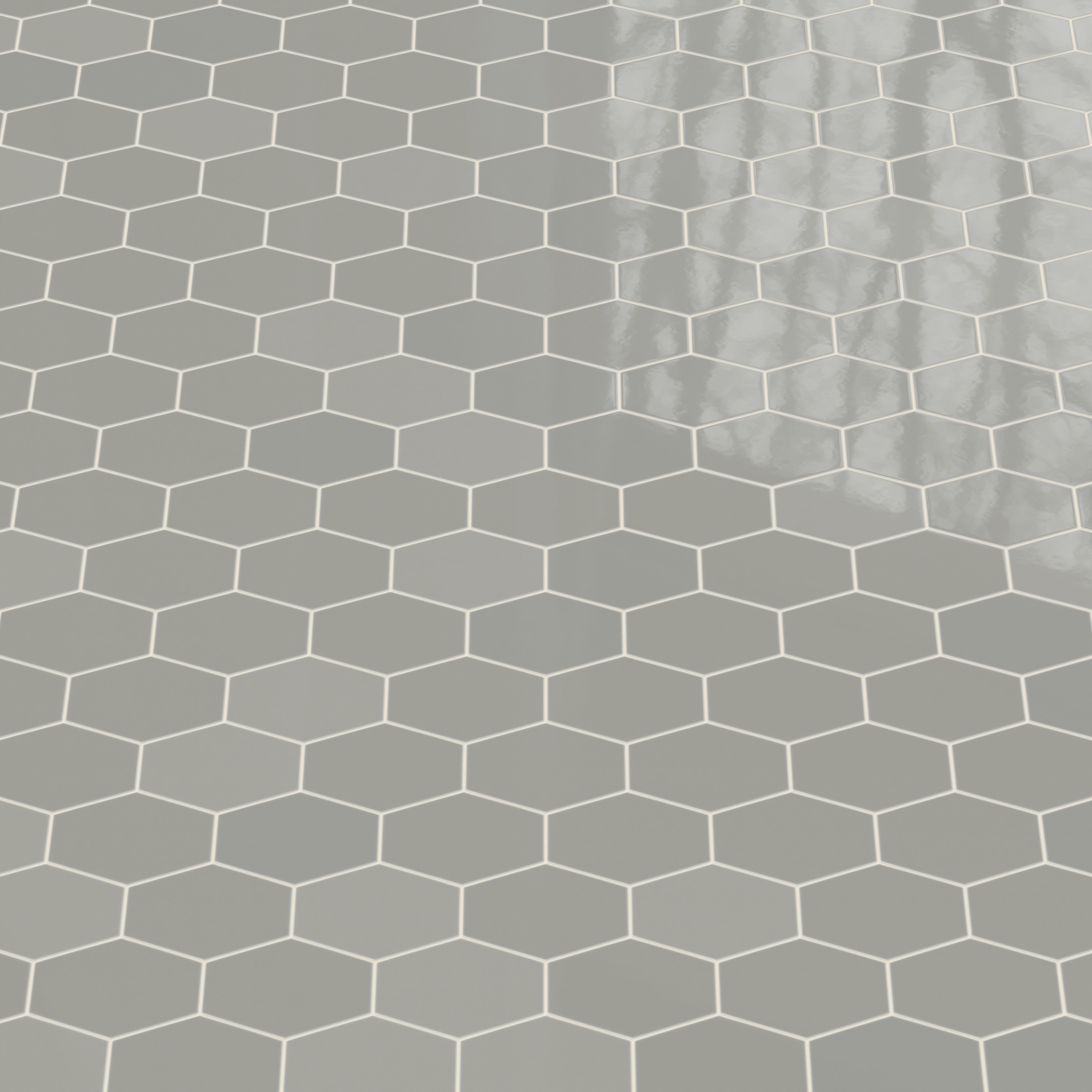 Elongated Hexagon Natural Press Ceramic Tile in Puget Sound Gloss