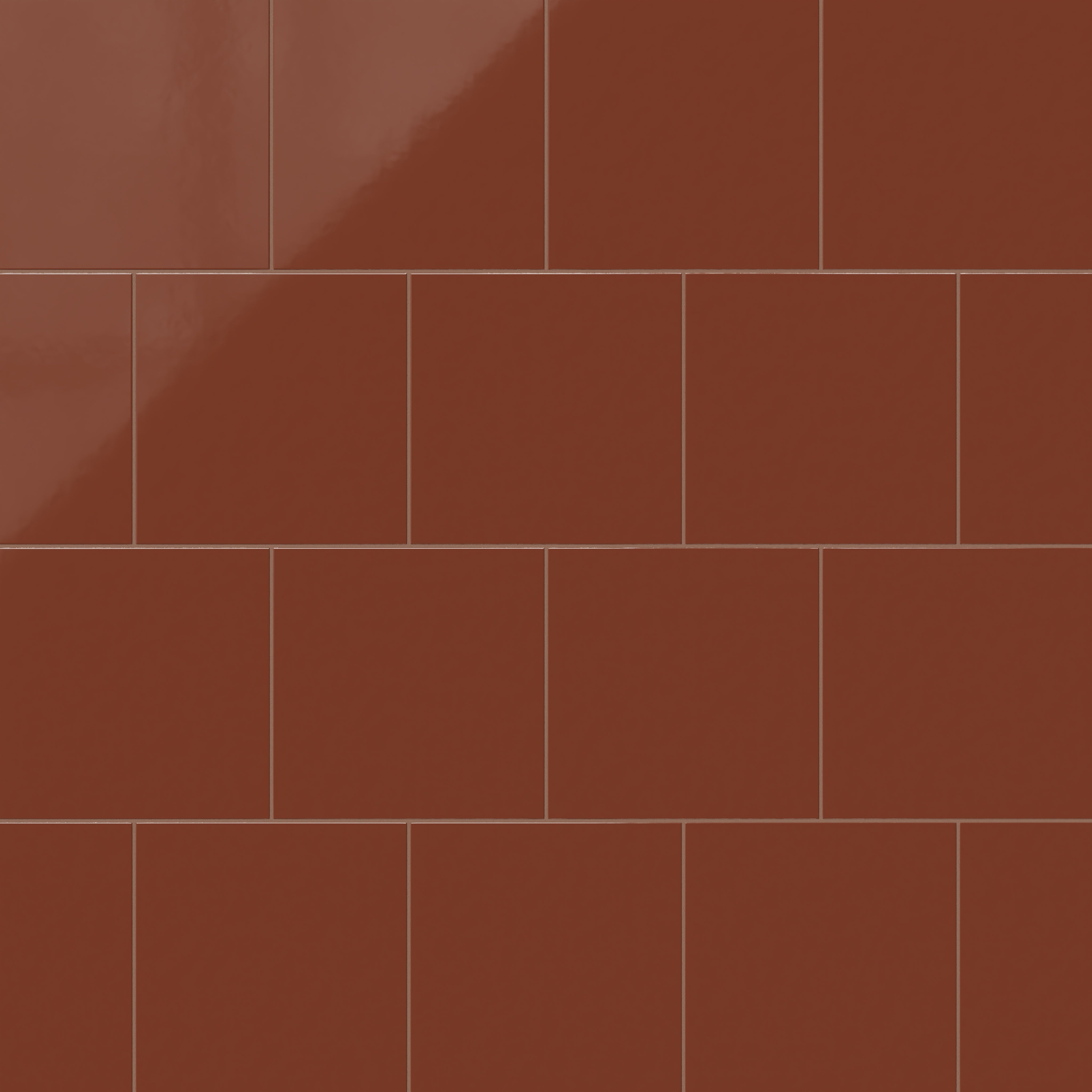 12x12 Natural Press Ceramic Tile in Red Iron Oxide Gloss