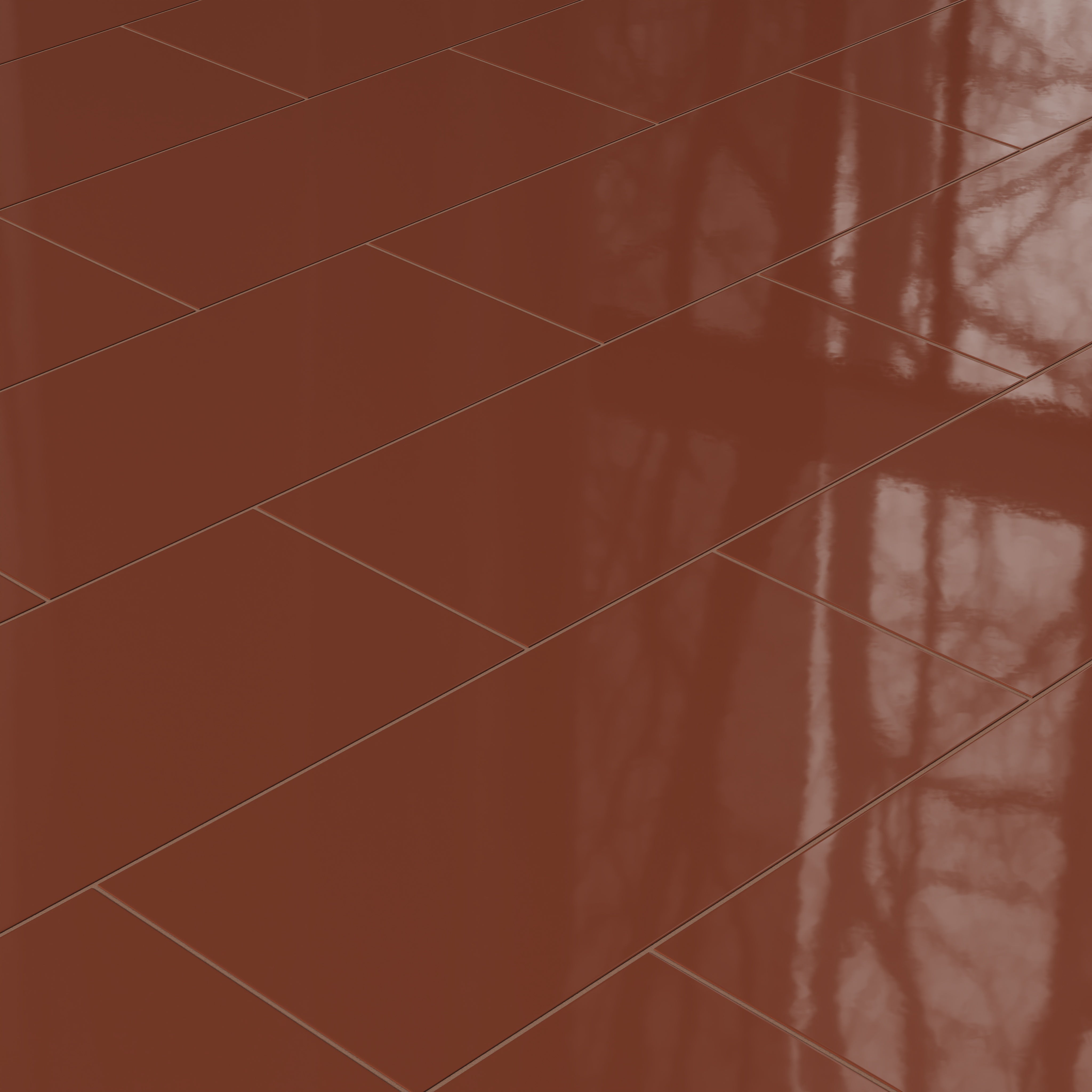 12x24 Natural Press Ceramic Tile in Red Iron Oxide Gloss