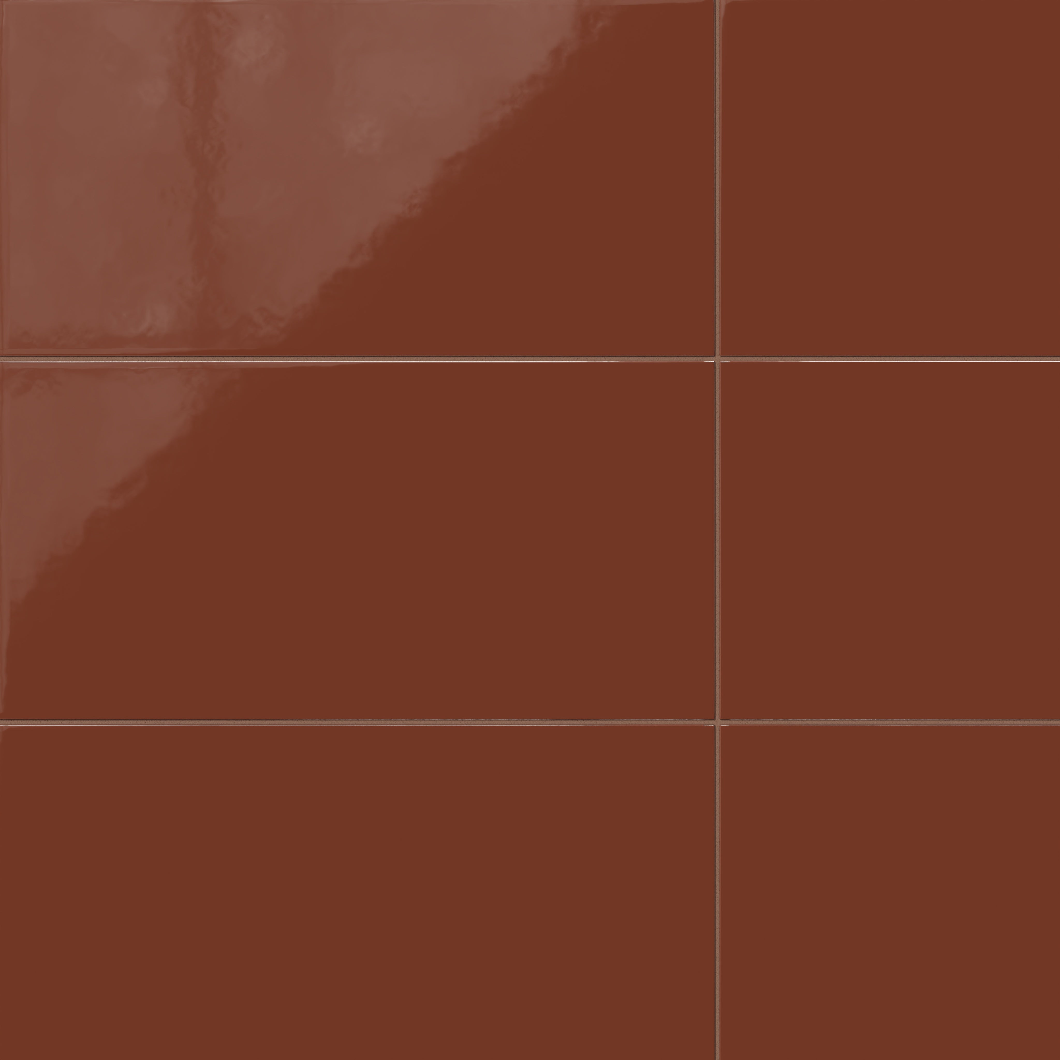 12x24 Natural Press Ceramic Tile in Red Iron Oxide Gloss