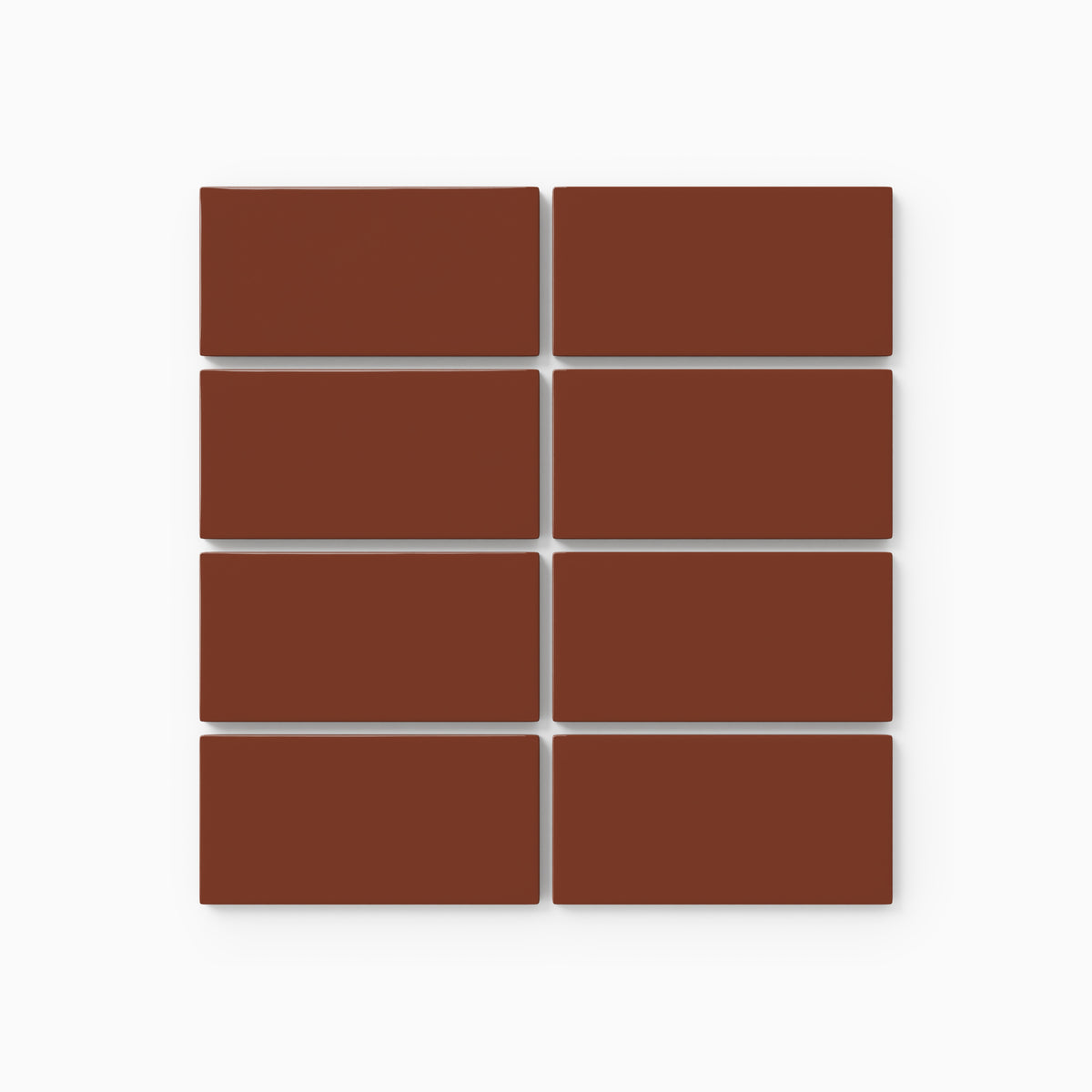 2x4 Straight Set Sheeted Natural Press Ceramic Mosaic Tile in Red Iron Oxide Gloss