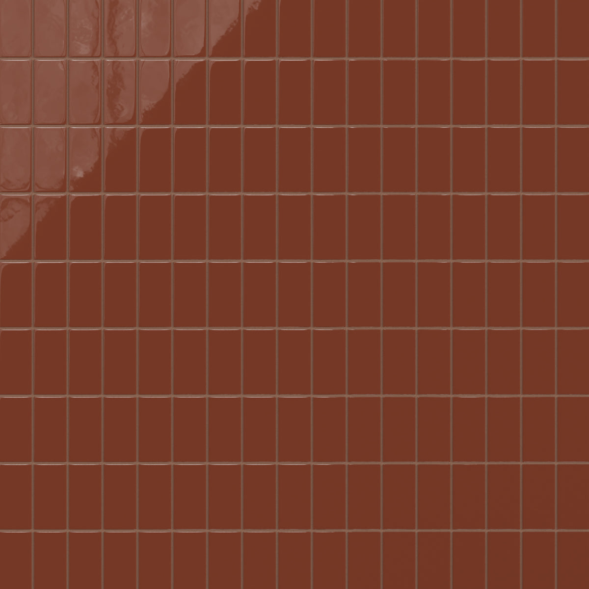 2x4 Straight Set Sheeted Natural Press Ceramic Mosaic Tile in Red Iron Oxide Gloss