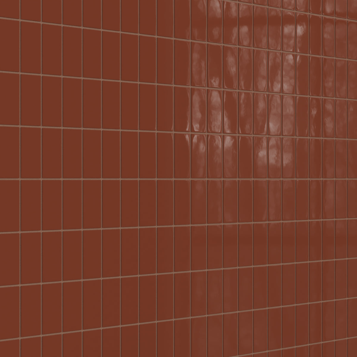 2x4 Straight Set Sheeted Natural Press Ceramic Mosaic Tile in Red Iron Oxide Gloss