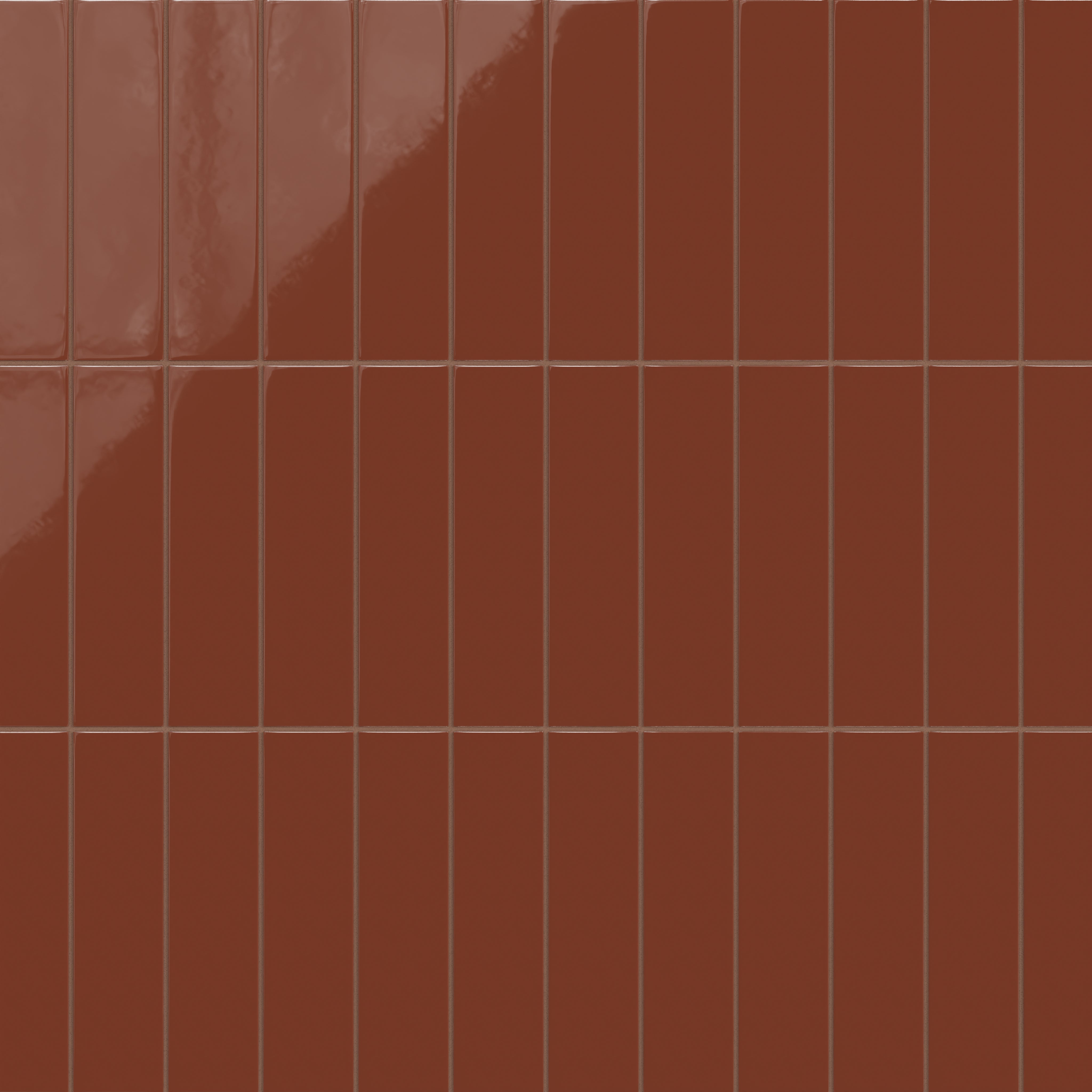 3x12 Natural Press Ceramic Tile in Red Iron Oxide Gloss