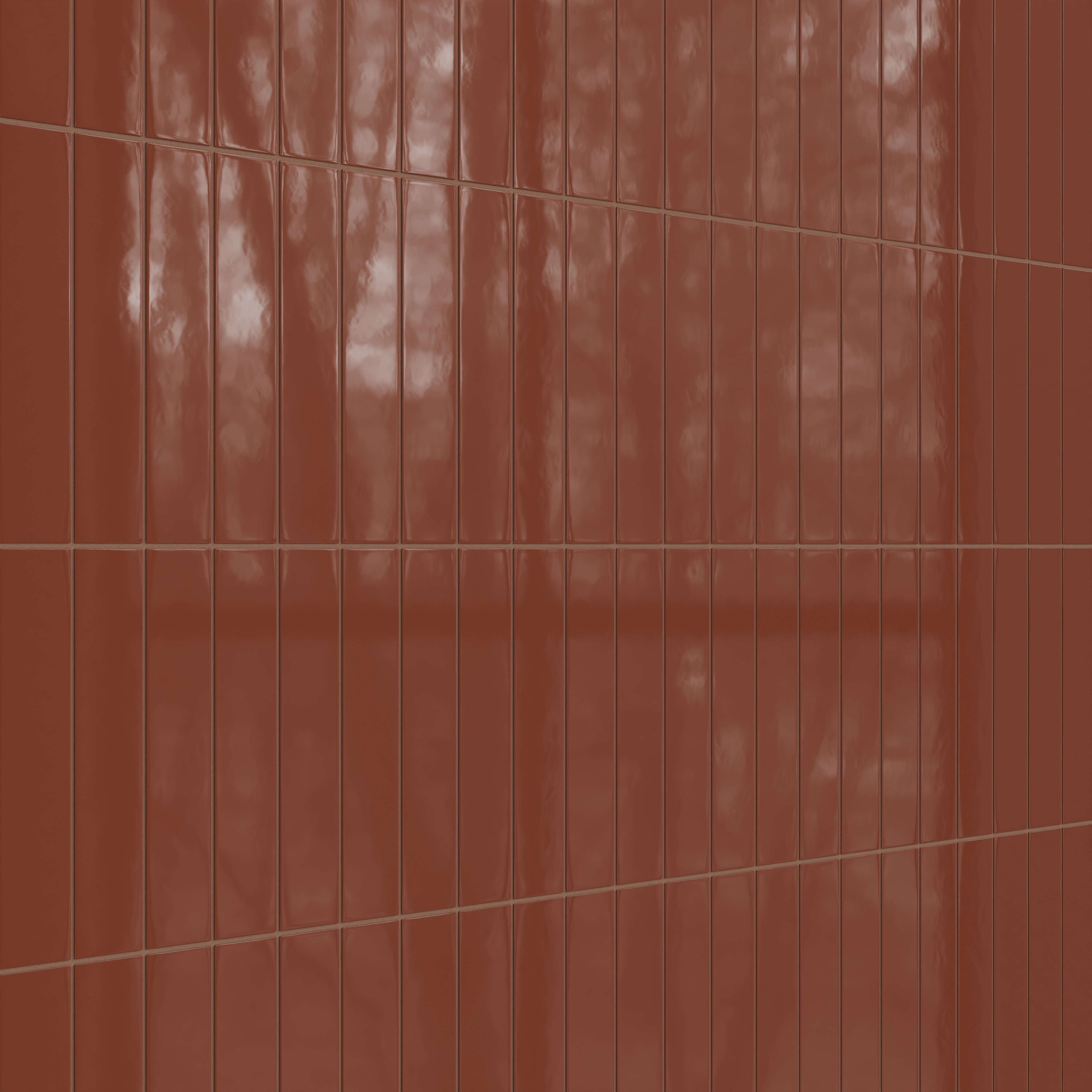 3x12 Natural Press Ceramic Tile in Red Iron Oxide Gloss