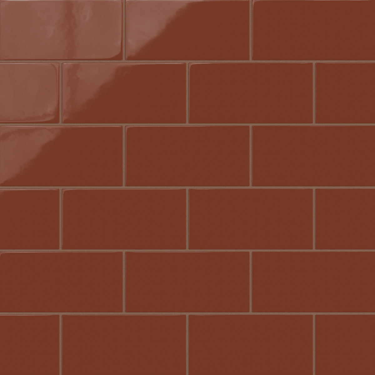 4x8 Natural Press Ceramic Tile in Red Iron Oxide Gloss
