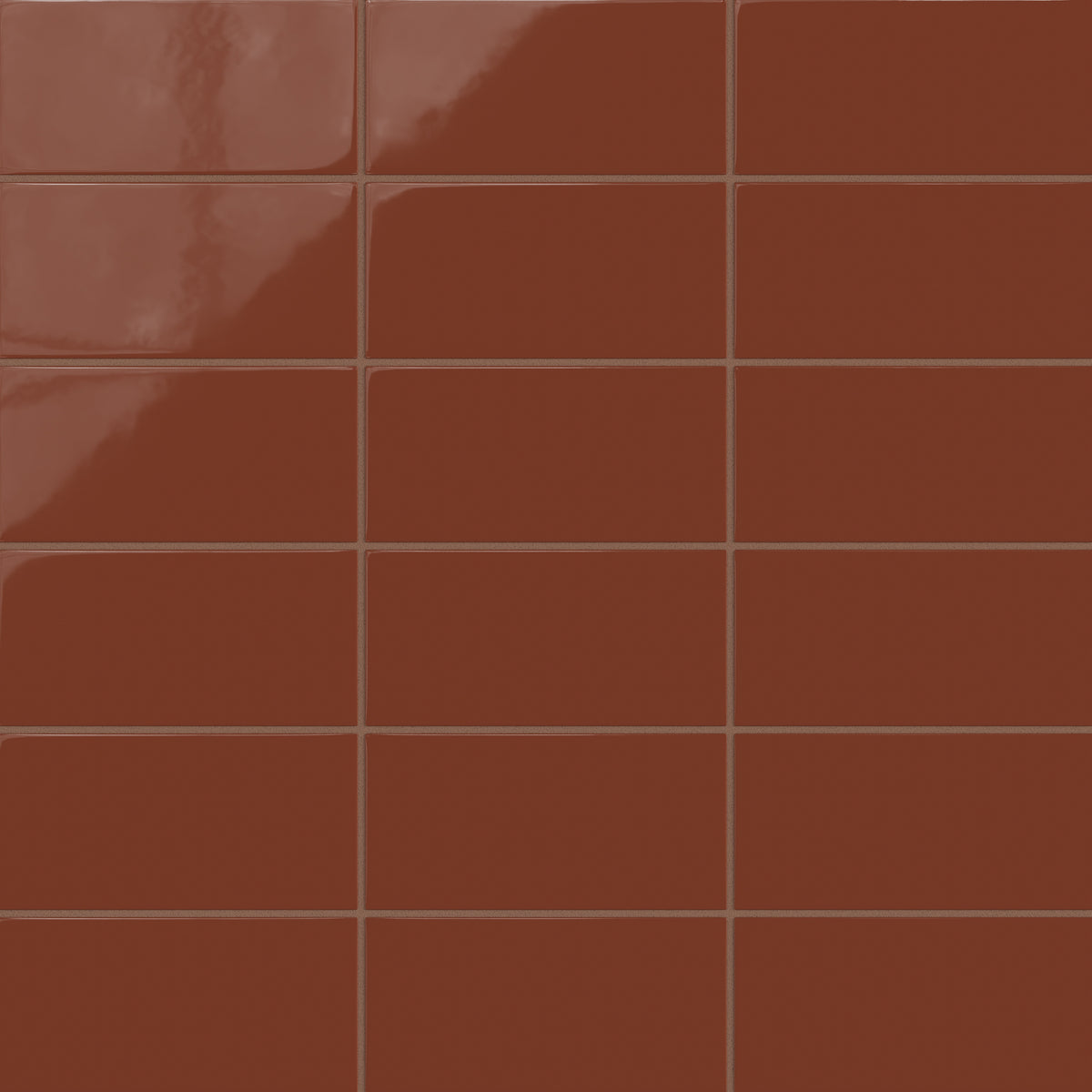 4x8 Natural Press Ceramic Tile in Red Iron Oxide Gloss