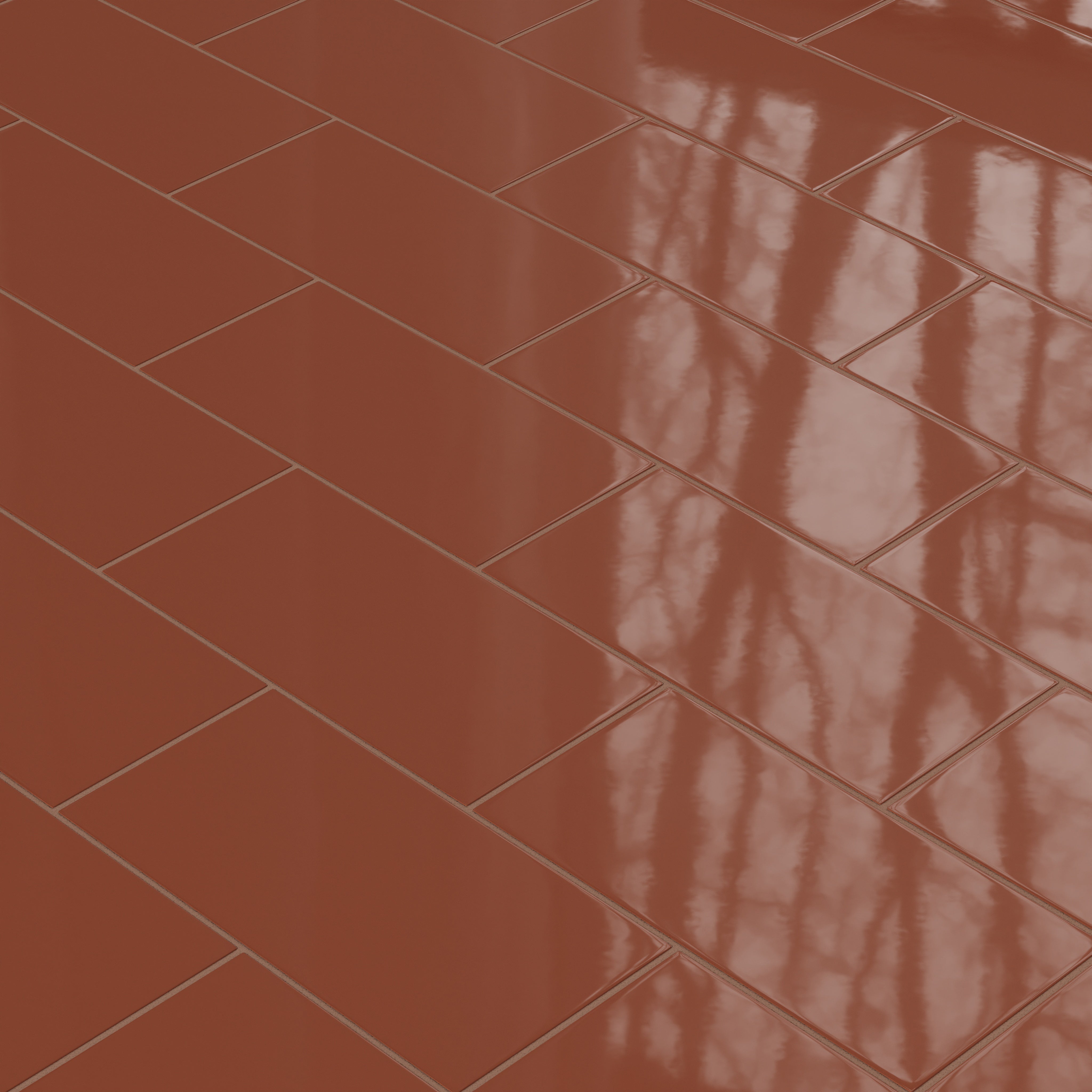 6x12 Natural Press Ceramic Tile in Red Iron Oxide Gloss