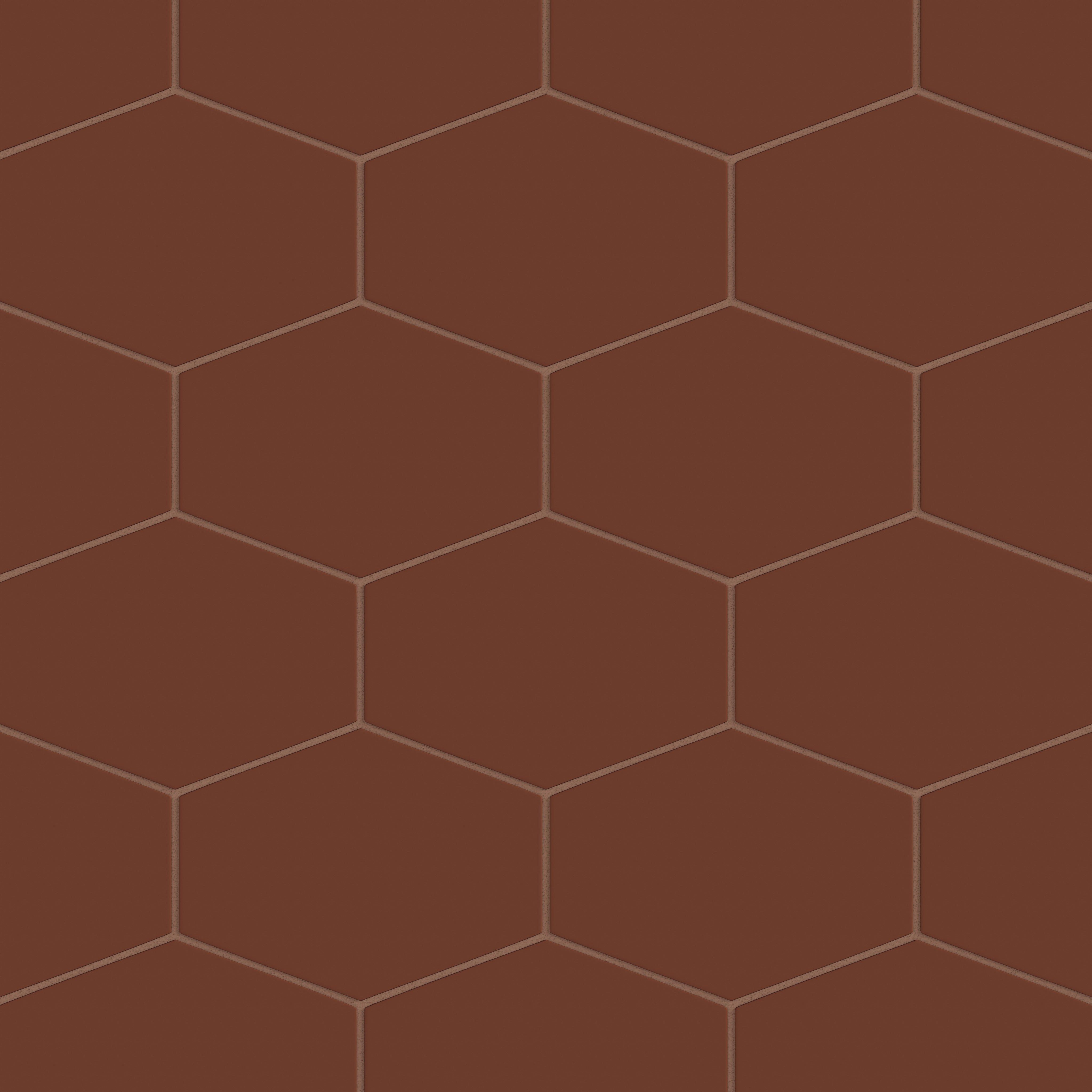 Elongated Hexagon Natural Press Ceramic Tile in Red Iron Oxide Matte