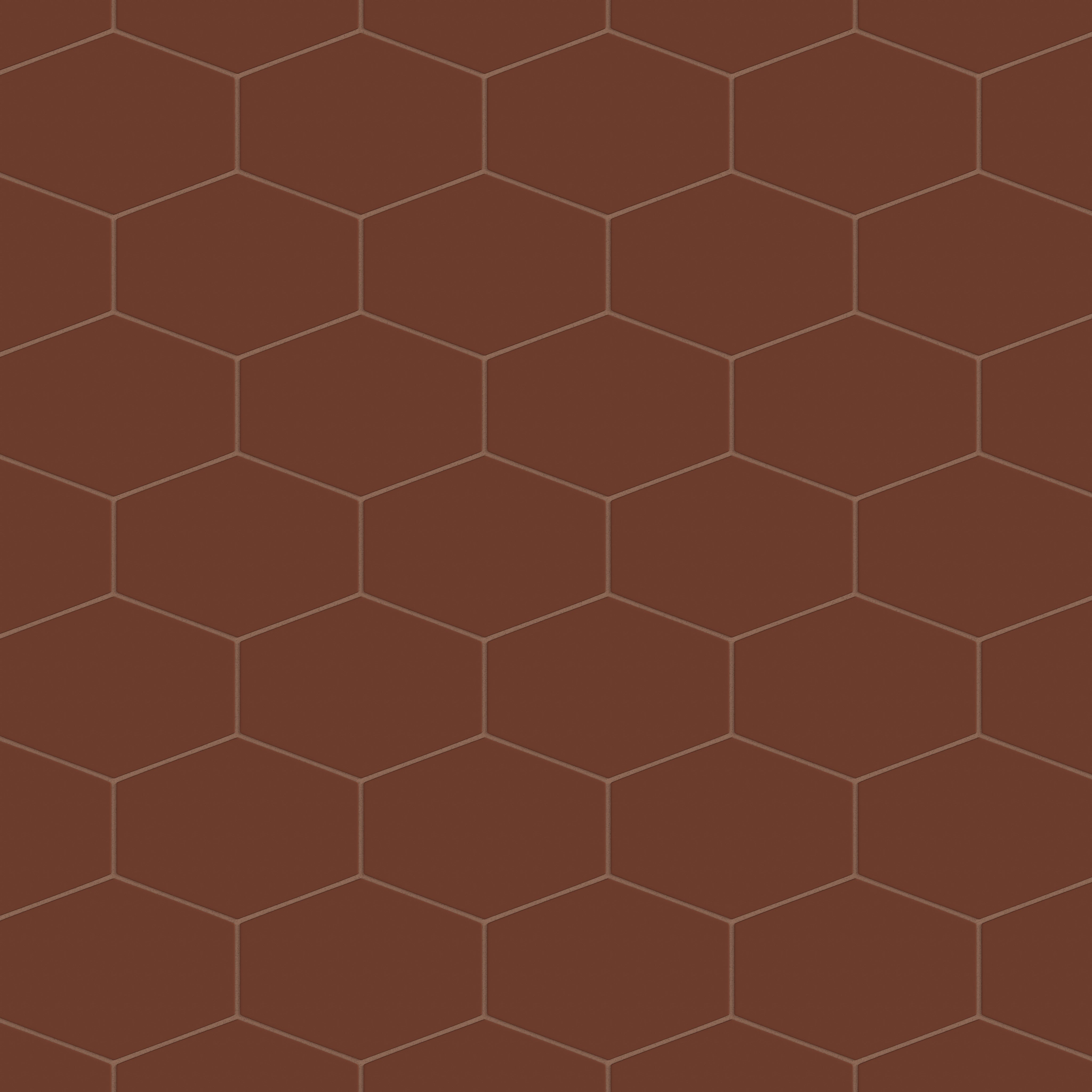 Elongated Hexagon Natural Press Ceramic Tile in Red Iron Oxide Matte