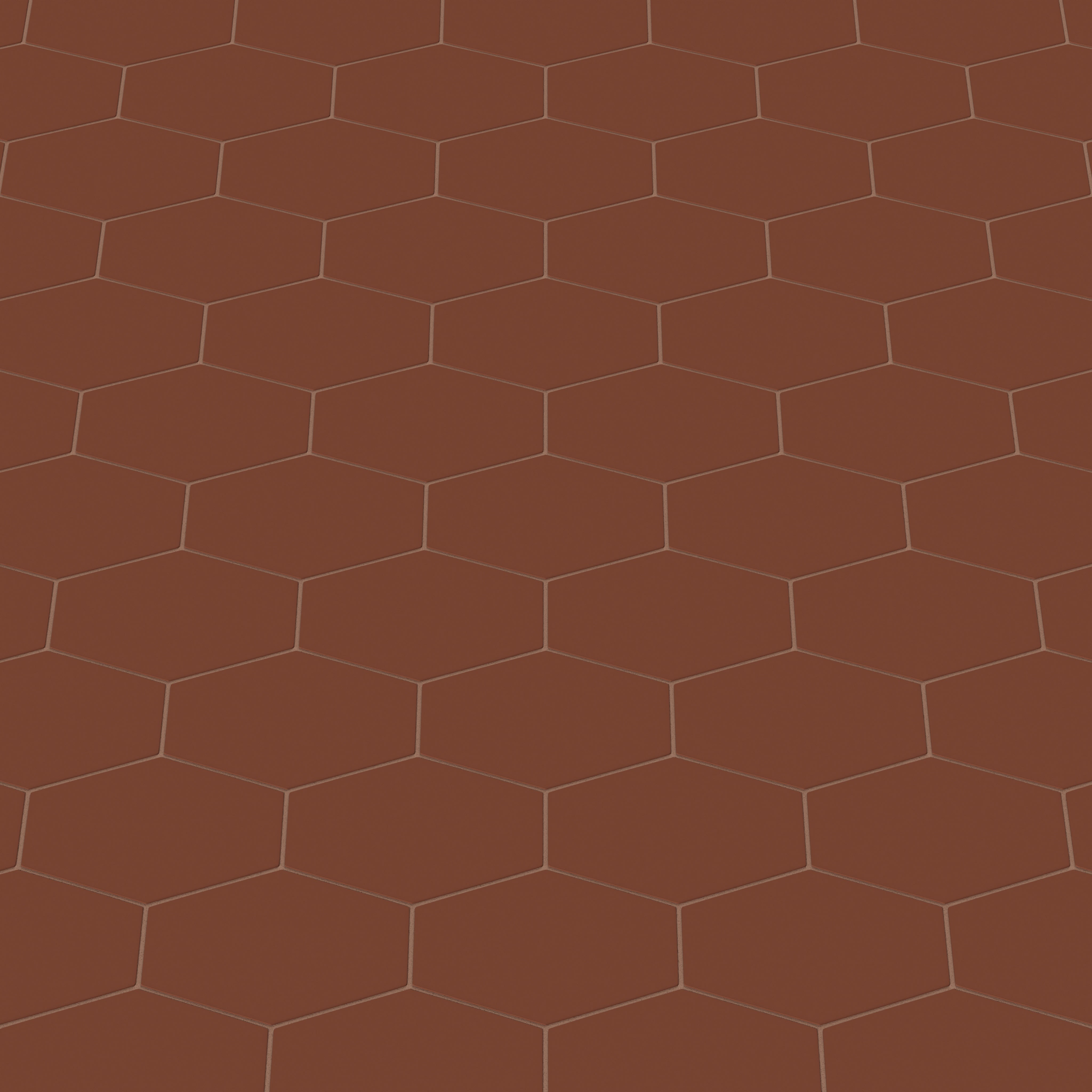 Elongated Hexagon Natural Press Ceramic Tile in Red Iron Oxide Matte