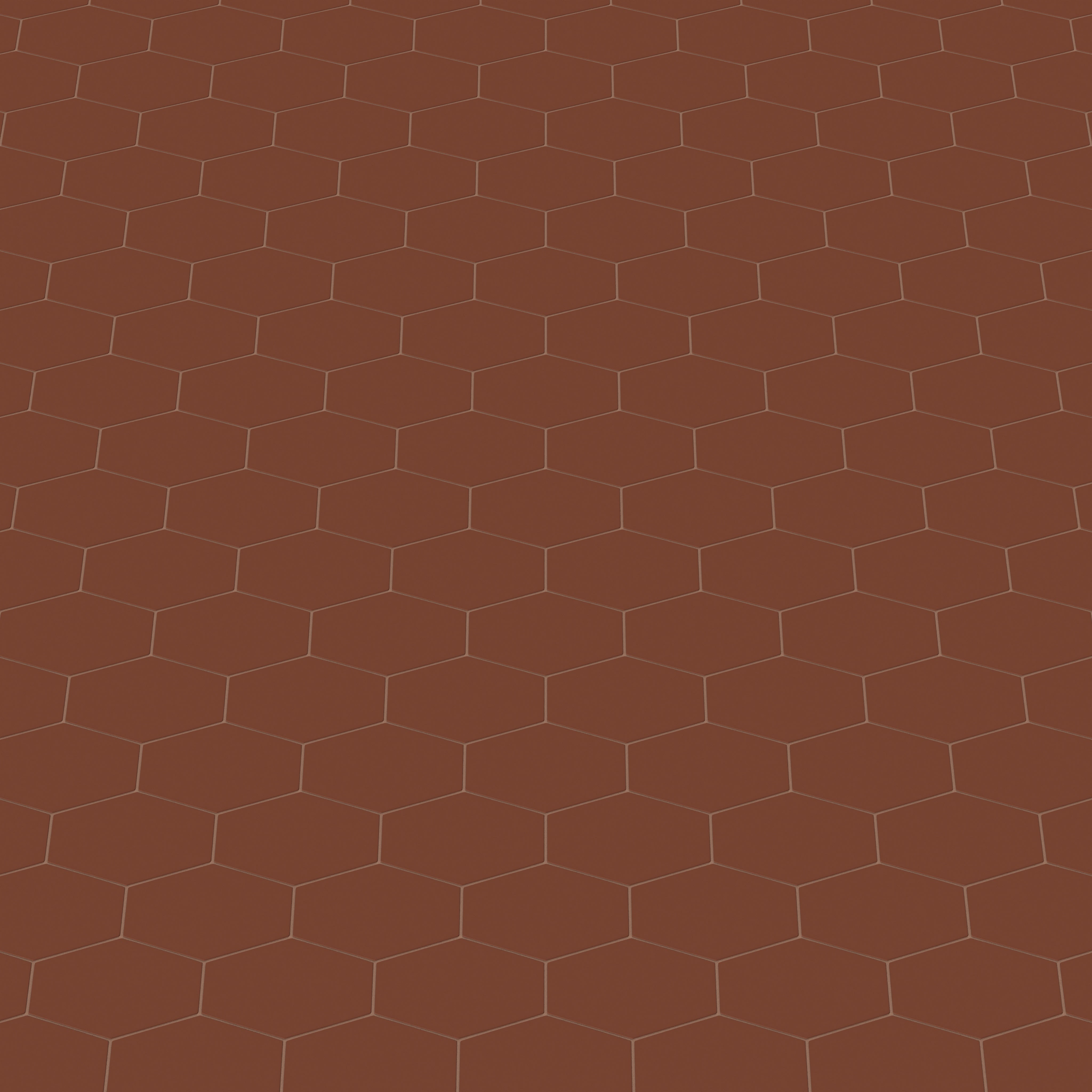 Elongated Hexagon Natural Press Ceramic Tile in Red Iron Oxide Matte