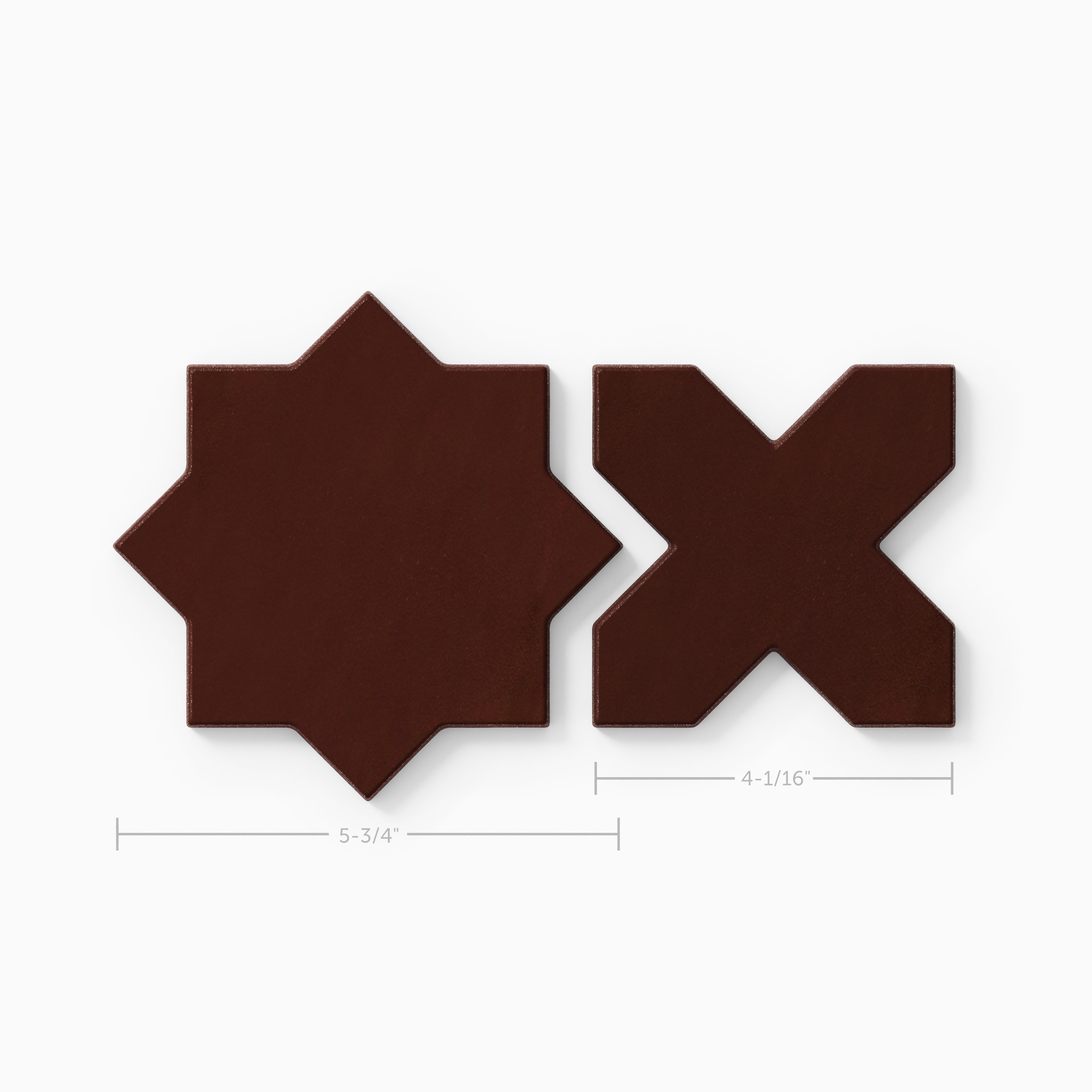 Mini Star & Cross Original Ceramic Tile in Redwood